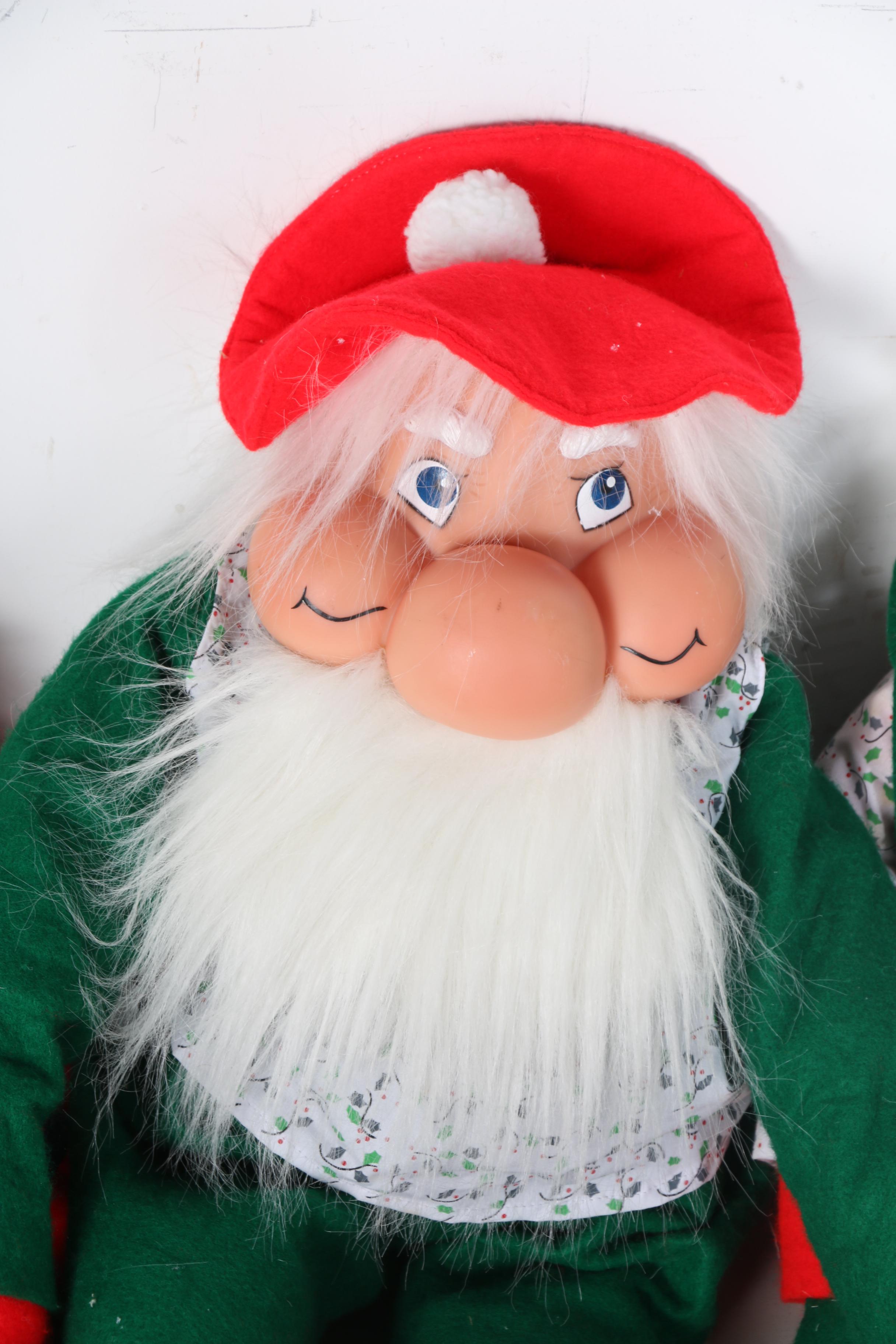 Stuffed Elves in a Wicker Sleigh