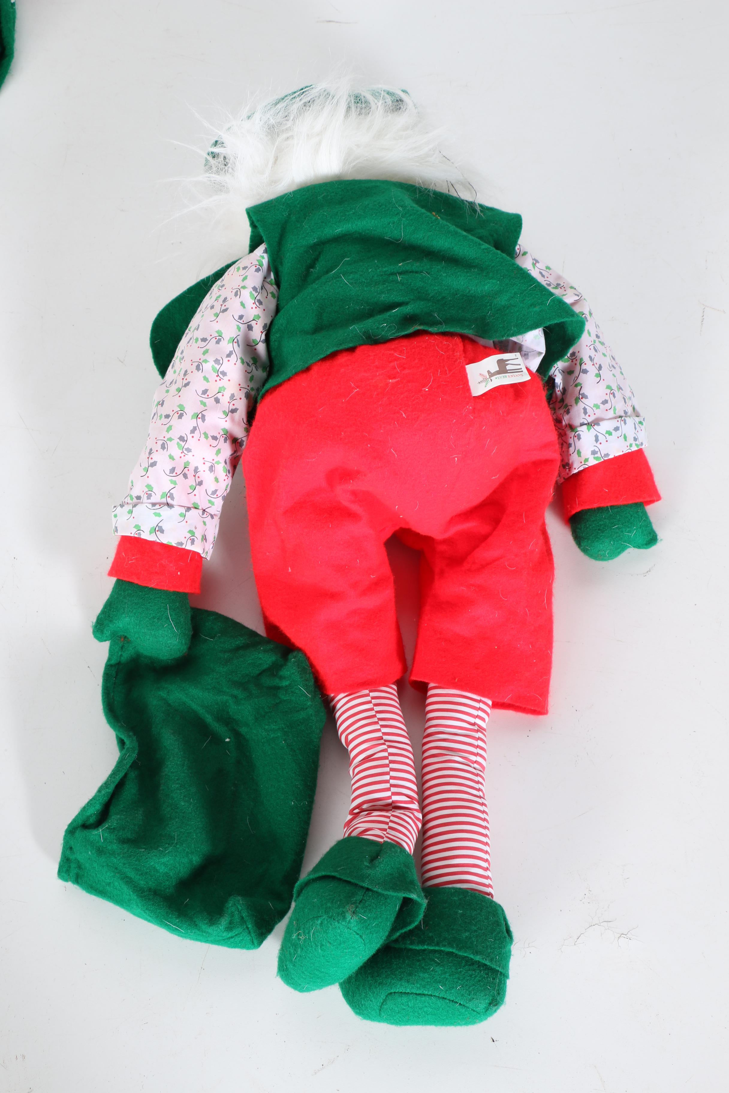 Stuffed Elves in a Wicker Sleigh