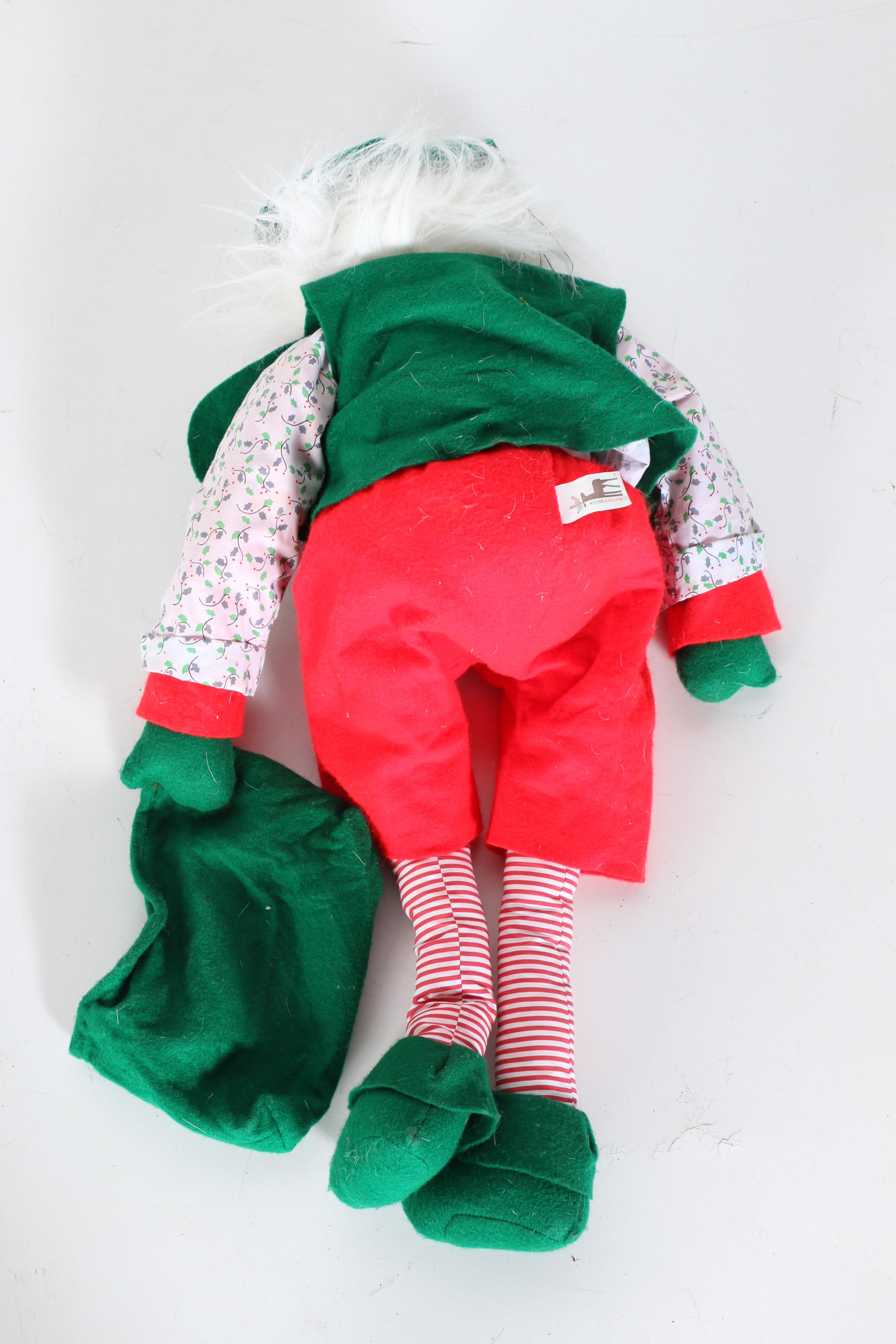 Stuffed Elves in a Wicker Sleigh