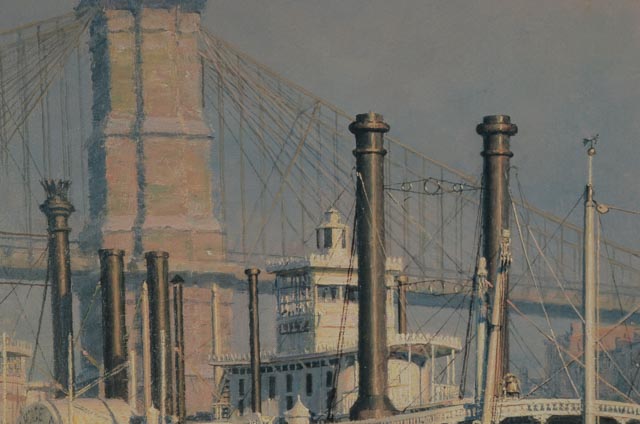 John Stobart Signed Limited Edition Offset Lithograph "Cincinnati, The Levee at Daybreak, c. 1884"
