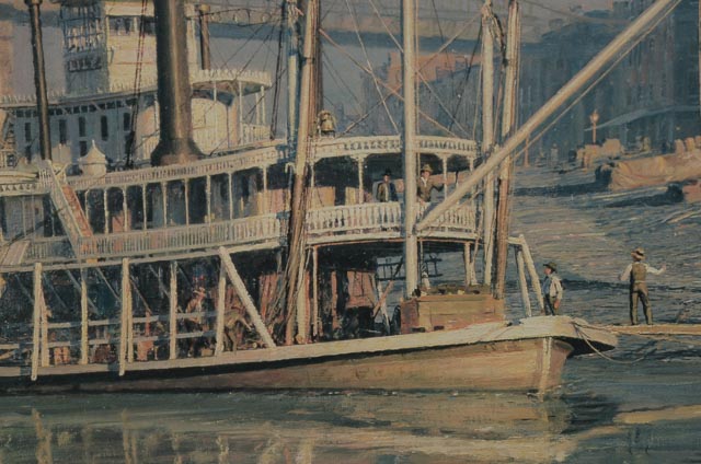 John Stobart Signed Limited Edition Offset Lithograph "Cincinnati, The Levee at Daybreak, c. 1884"