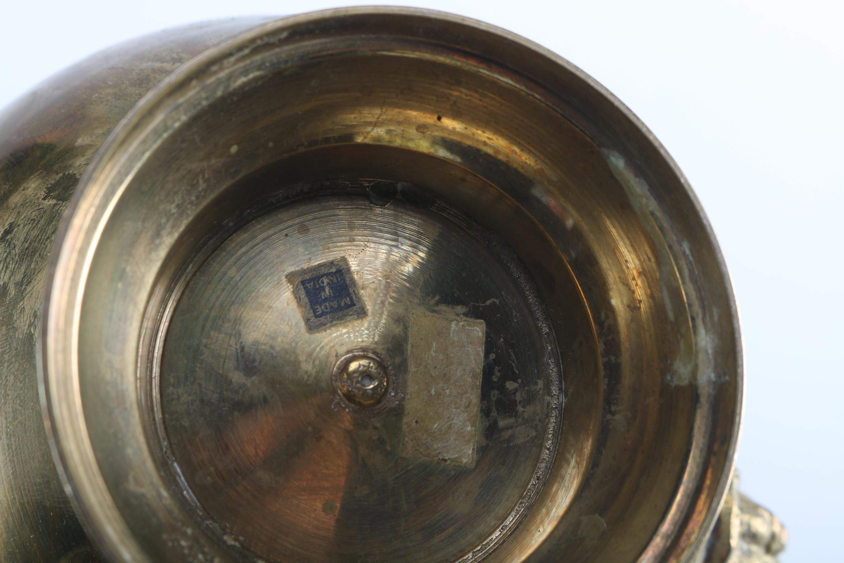 Indian Brass Urn With Pierced Rim