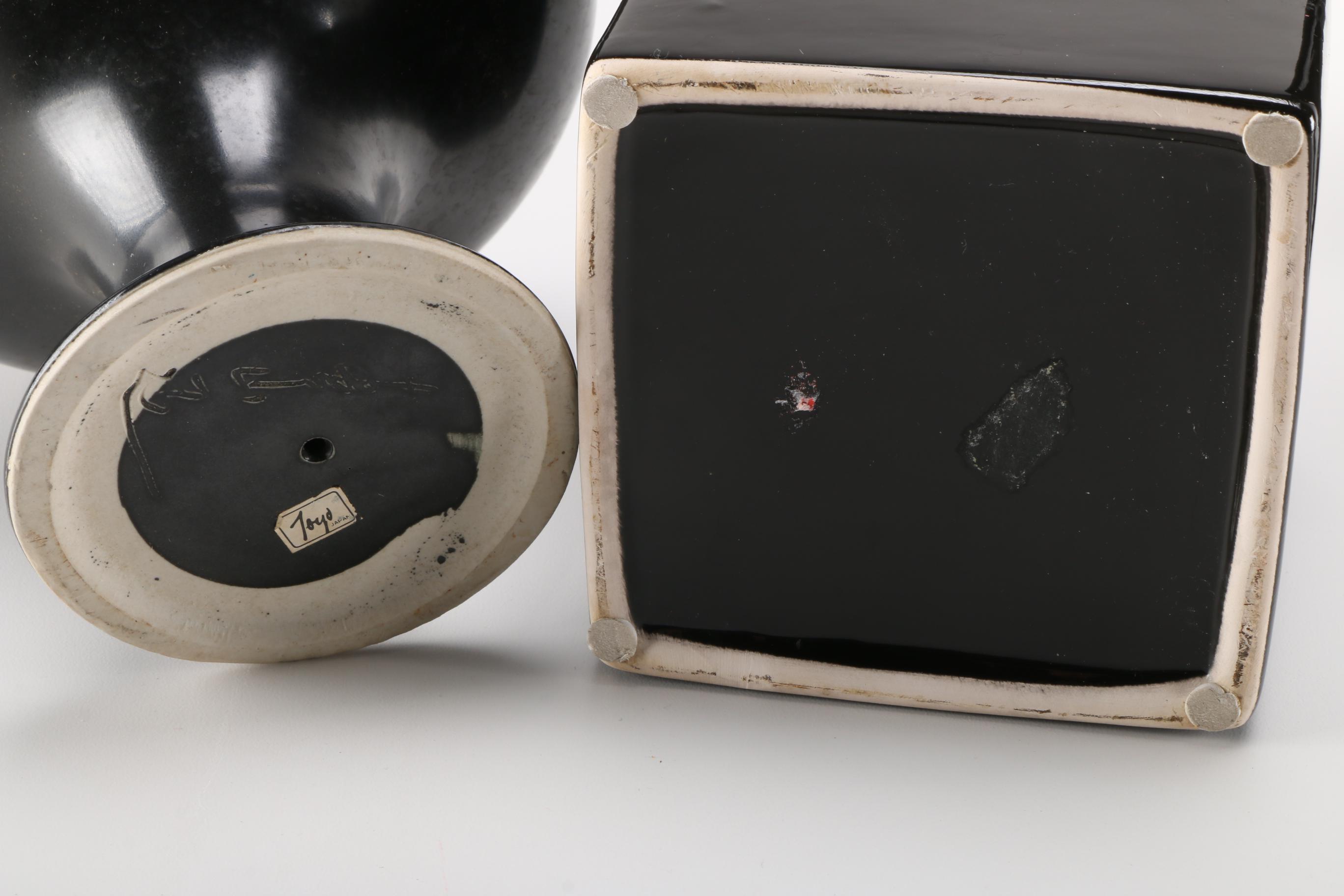 Group Of Black Modern Pottery Vases