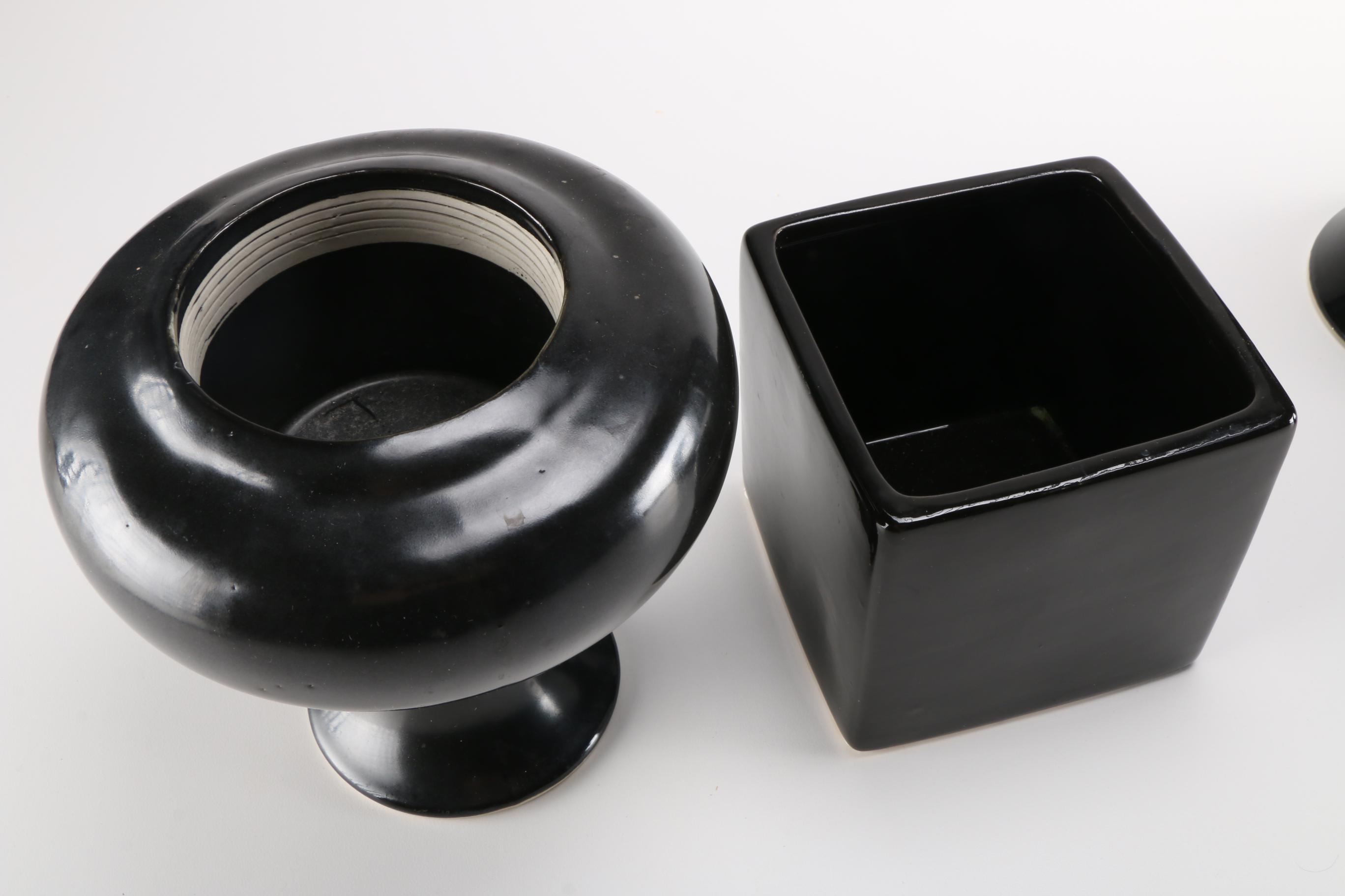 Group Of Black Modern Pottery Vases