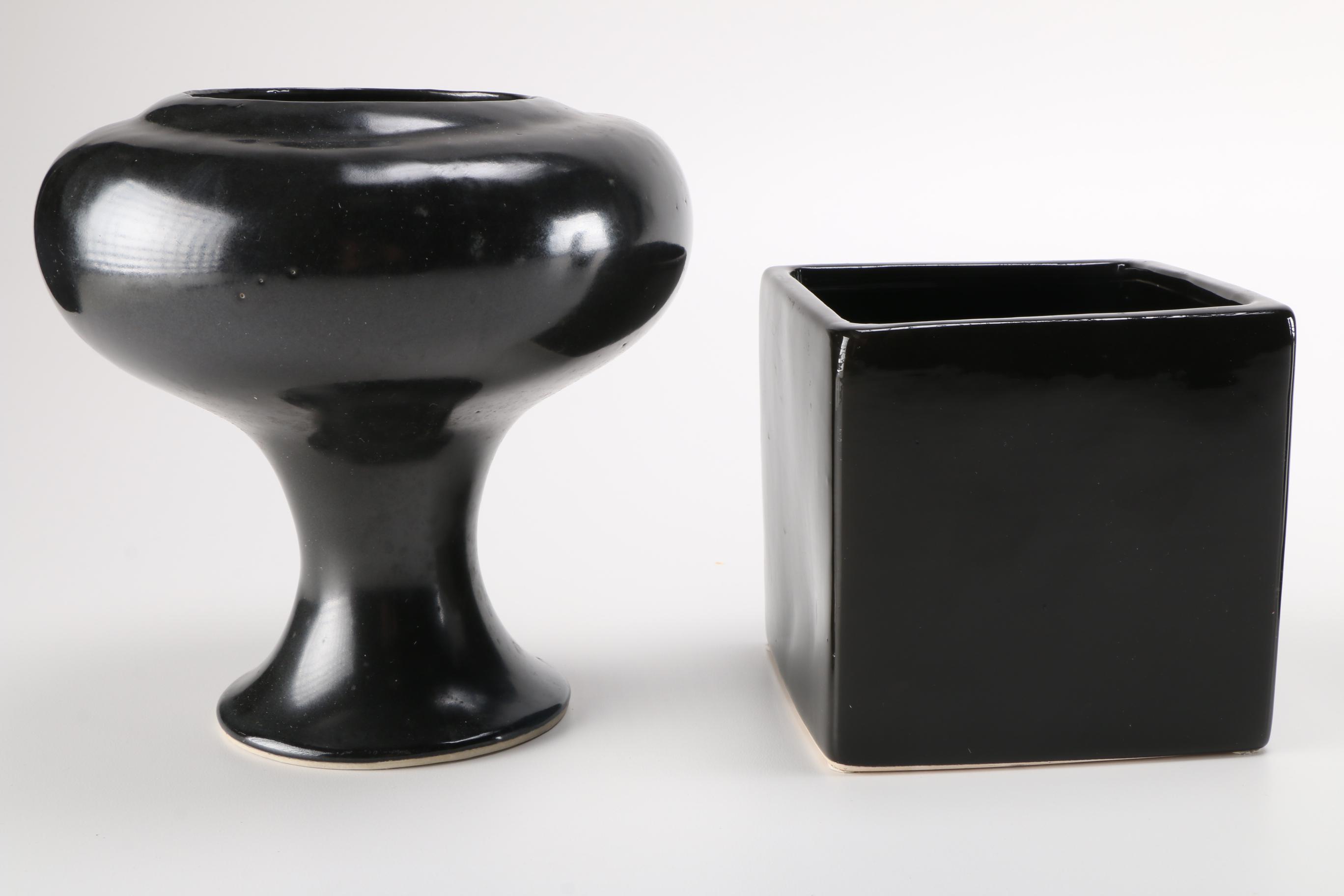 Group Of Black Modern Pottery Vases