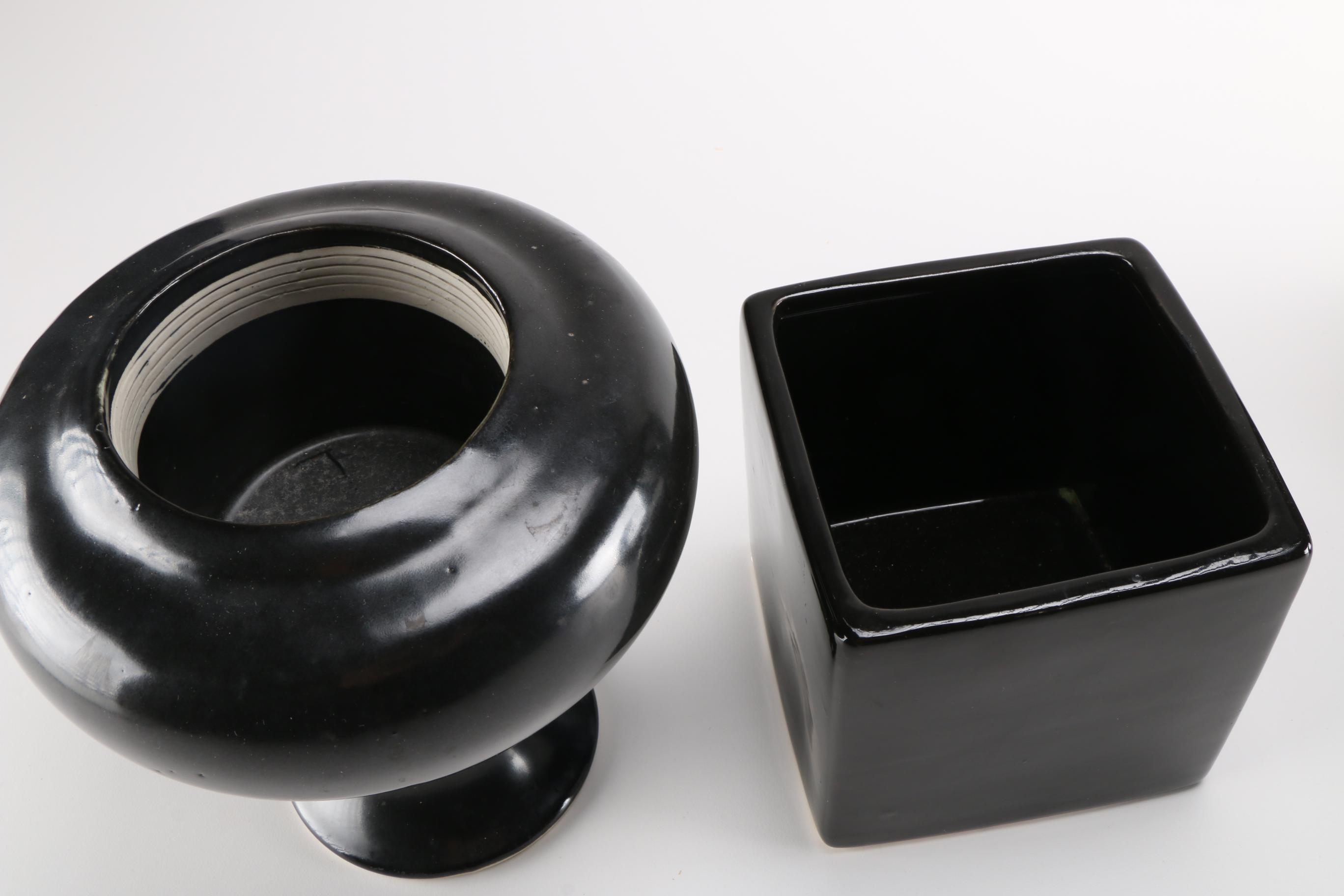 Group Of Black Modern Pottery Vases