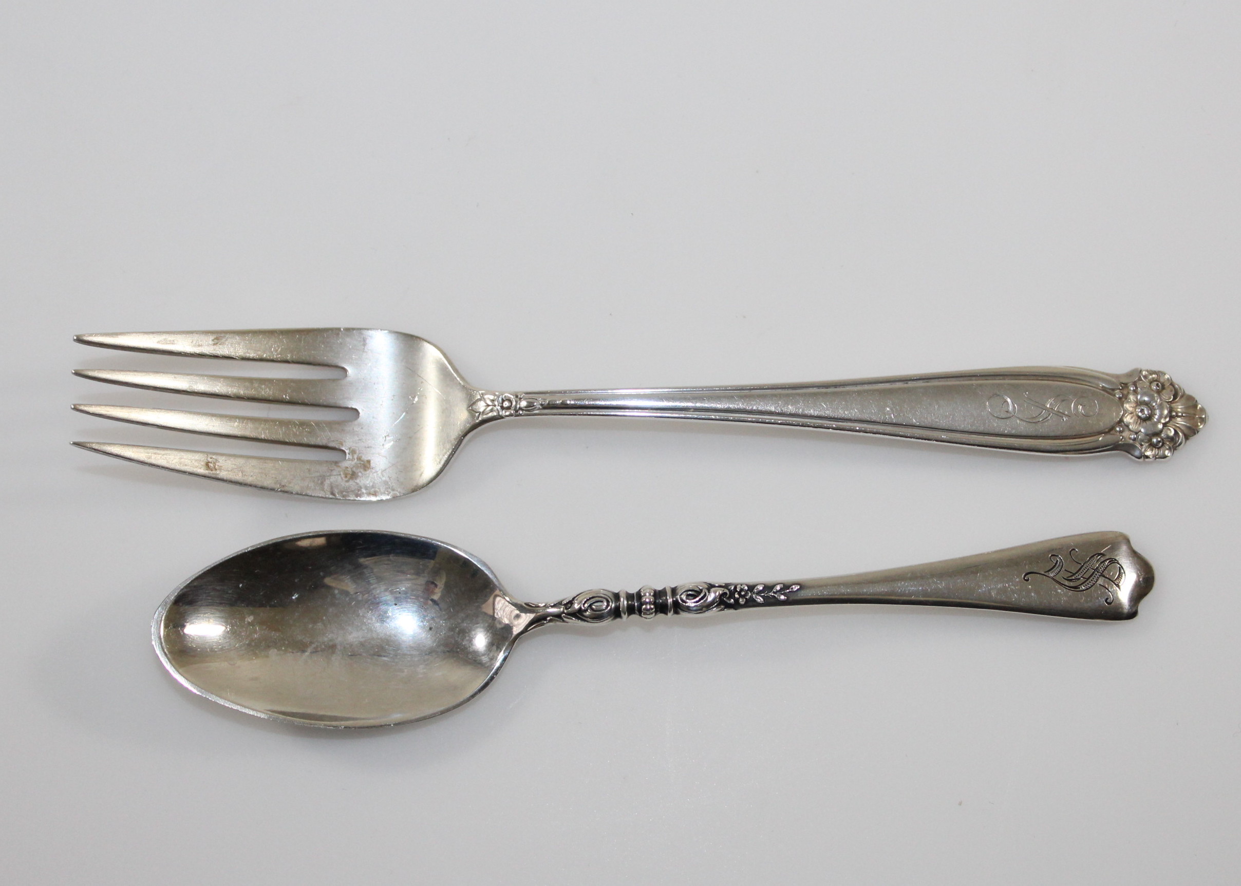 Sterling Silver Fork and Two Spoons