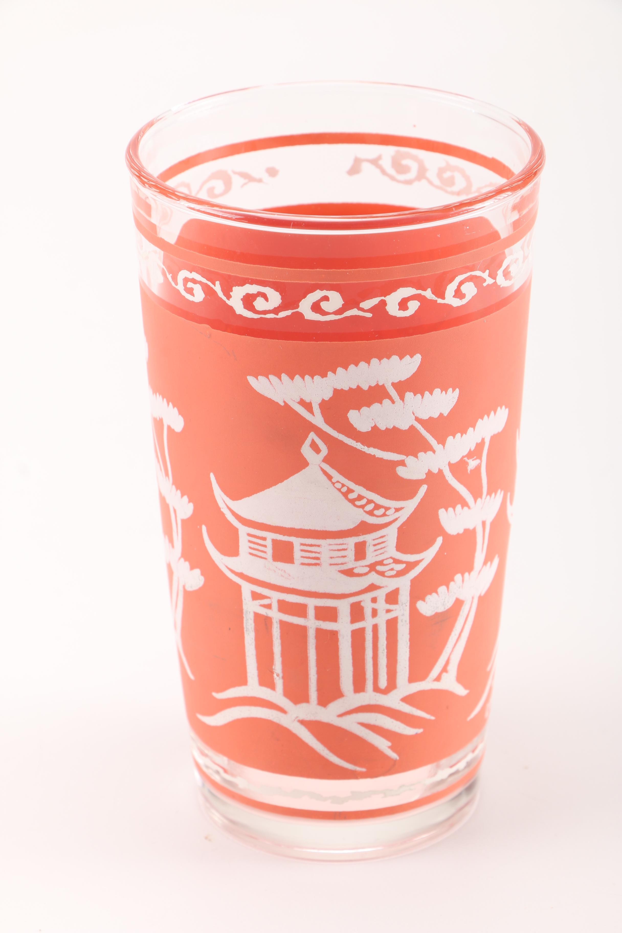 Hazel-Atlas Dyball Glasses With Chinese-Inspired Figurines and Chalkware Art
