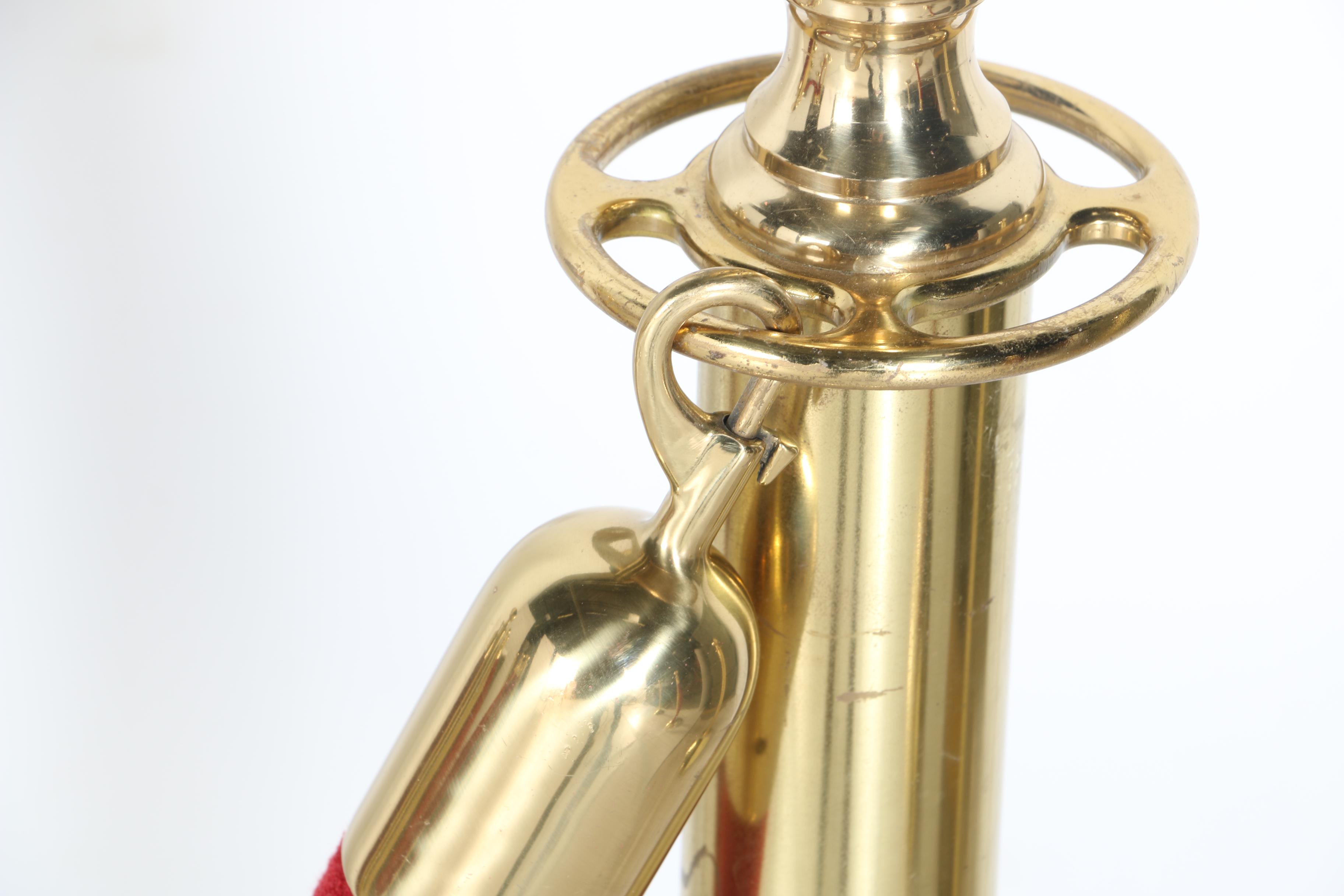 Set of Brass Stanchions With Red Velvet Ropes