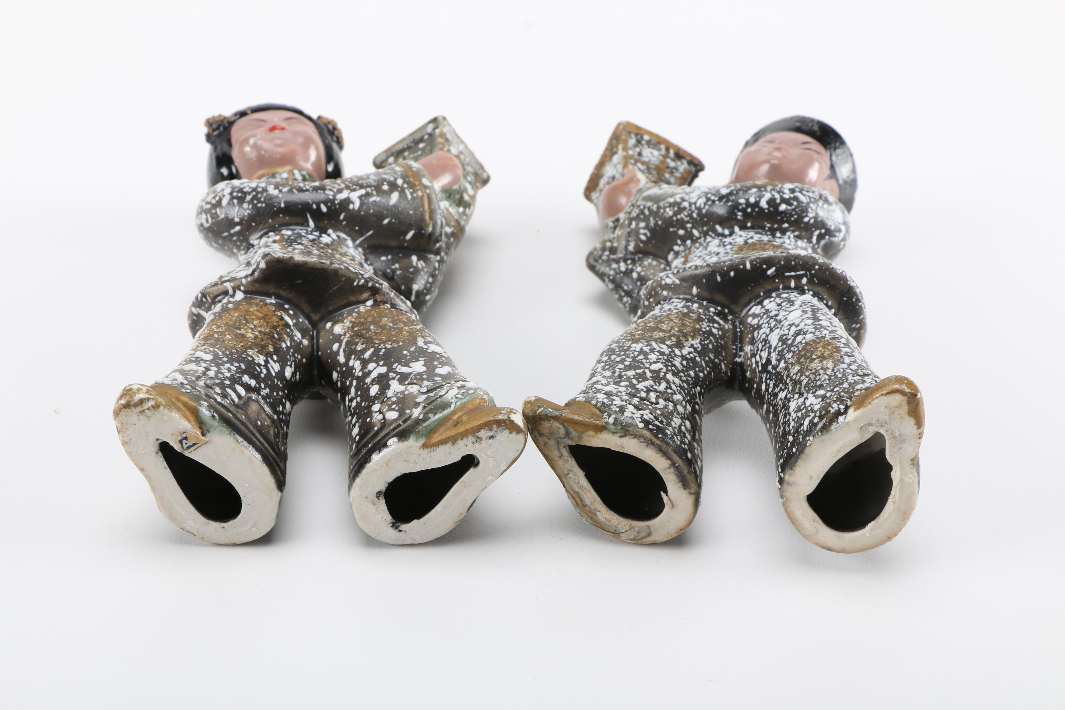 Hazel-Atlas Dyball Glasses With Chinese-Inspired Figurines and Chalkware Art