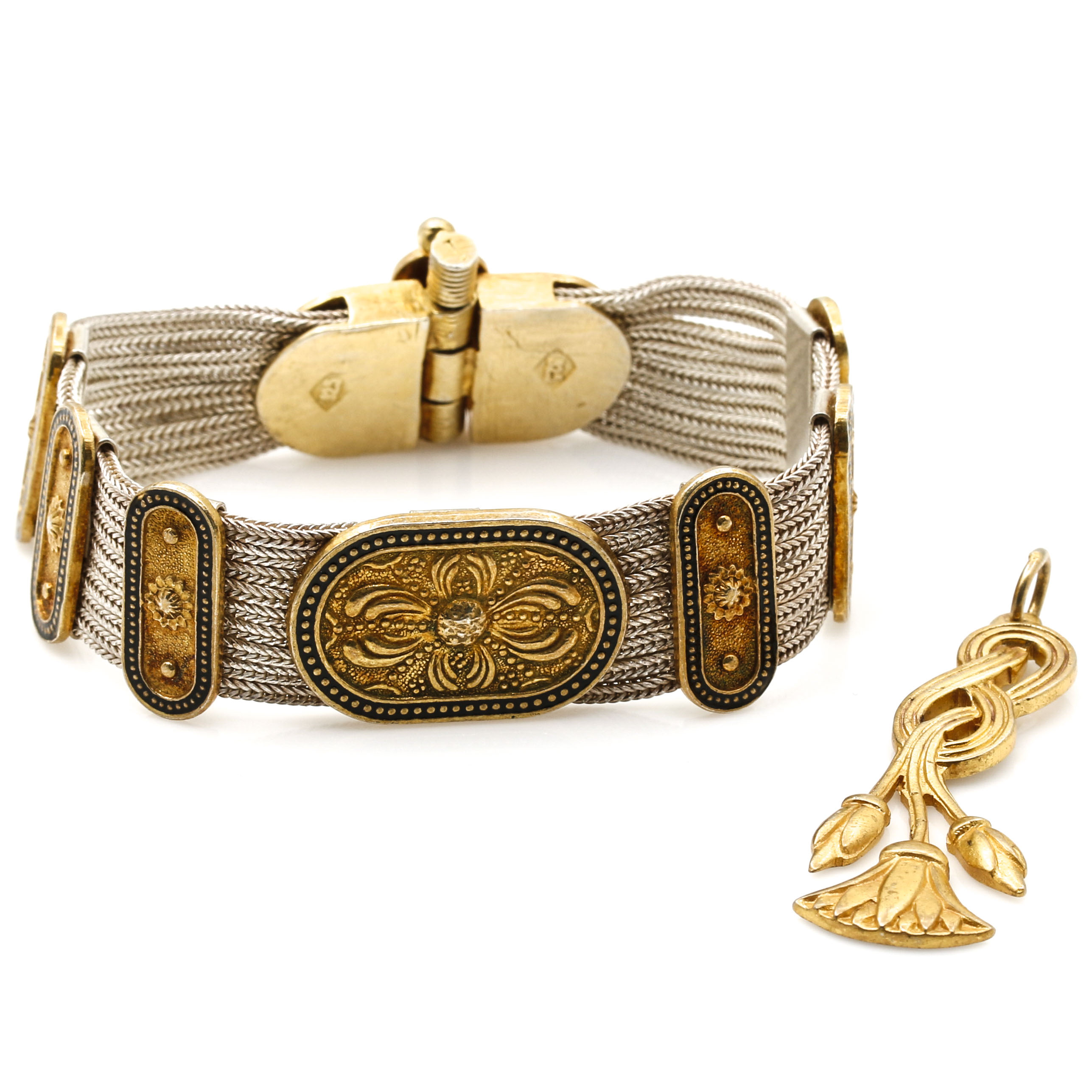 Gold Finish Over Sterling Silver Pendant and Bracelet