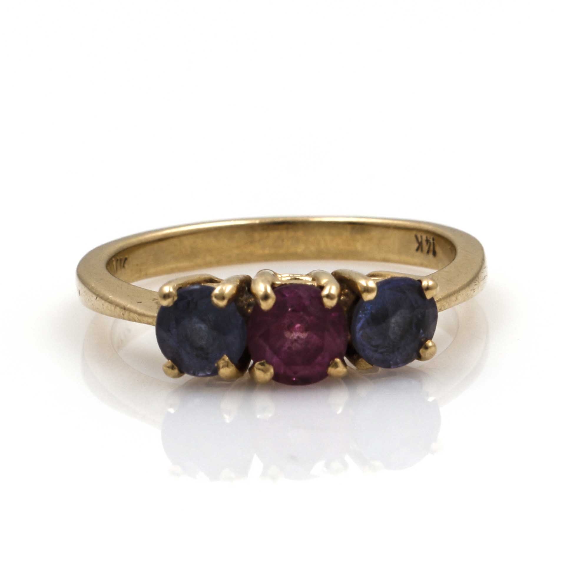 14K Yellow Gold Tanzanite and Ruby Ring