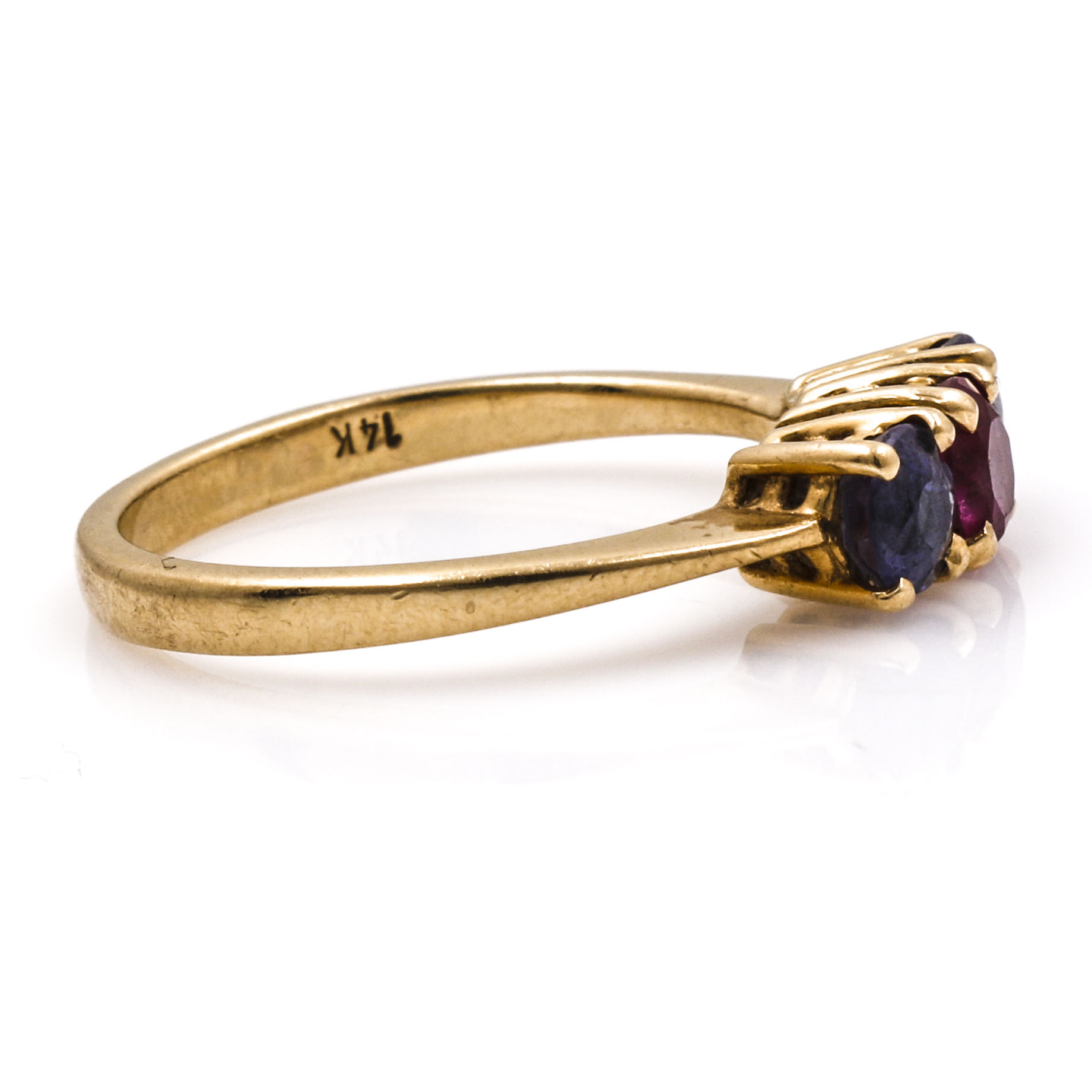 14K Yellow Gold Tanzanite and Ruby Ring