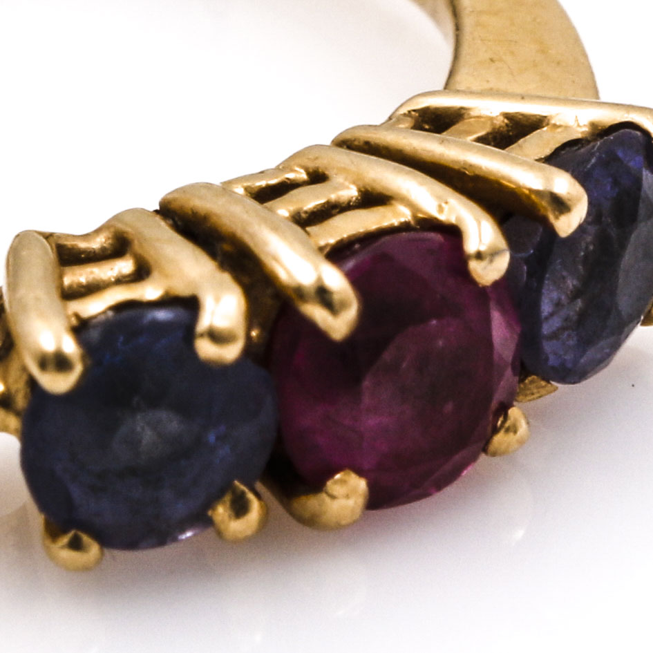 14K Yellow Gold Tanzanite and Ruby Ring