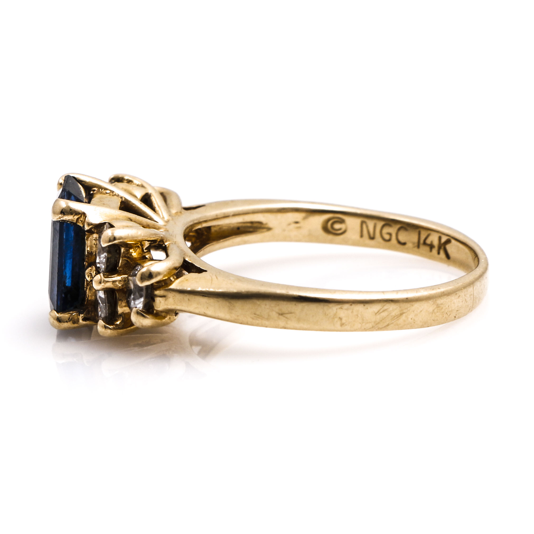 14K Yellow Gold Sapphire and Diamond Ring
