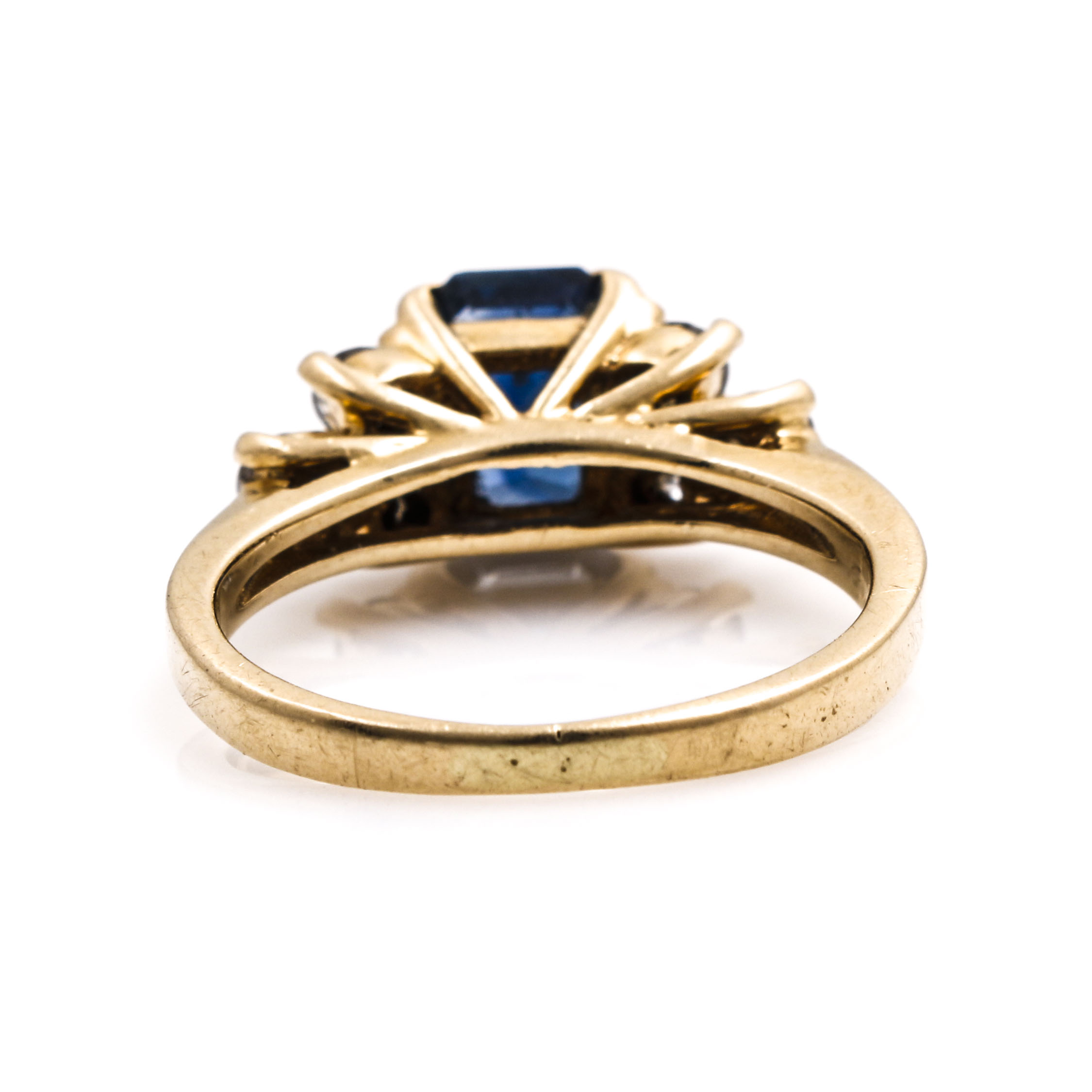 14K Yellow Gold Sapphire and Diamond Ring