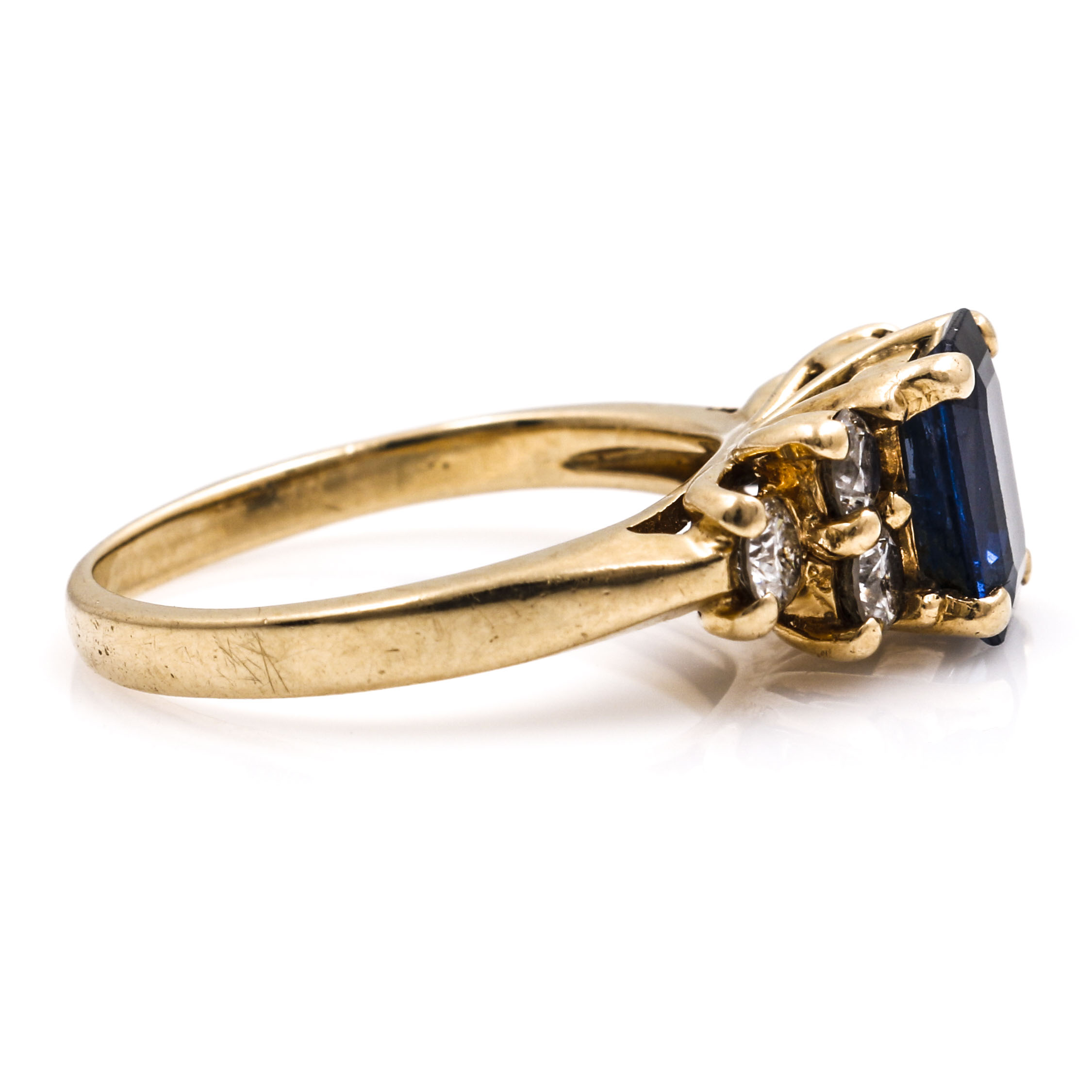 14K Yellow Gold Sapphire and Diamond Ring