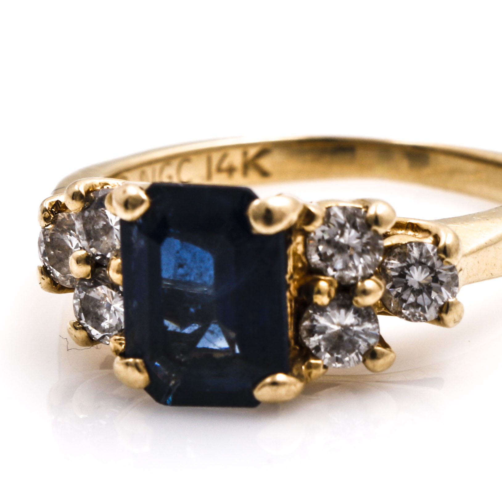 14K Yellow Gold Sapphire and Diamond Ring