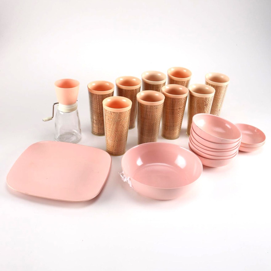 Vintage Pink Plastic Dishware