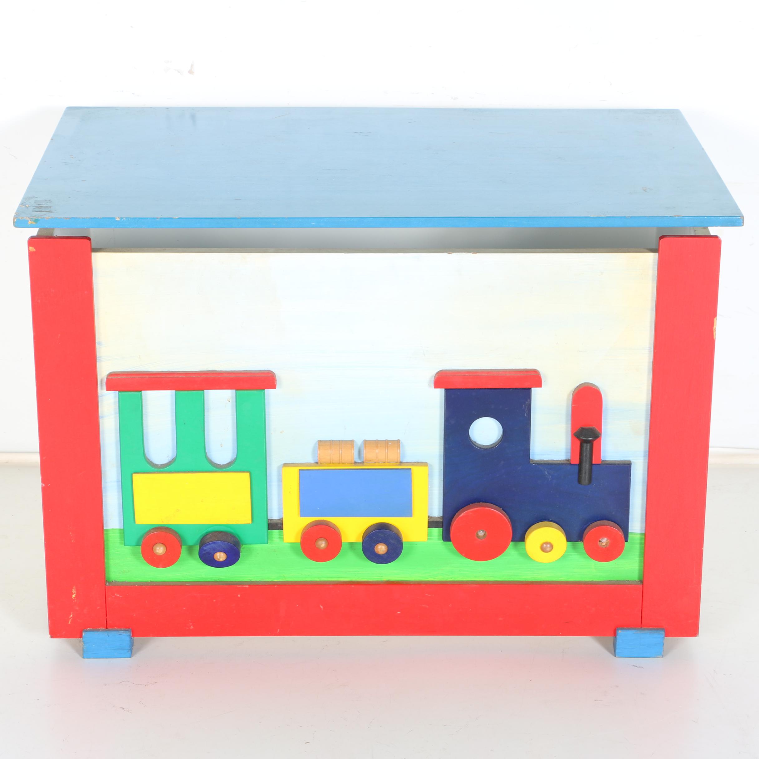 Children's Train-Themed Toy Chest