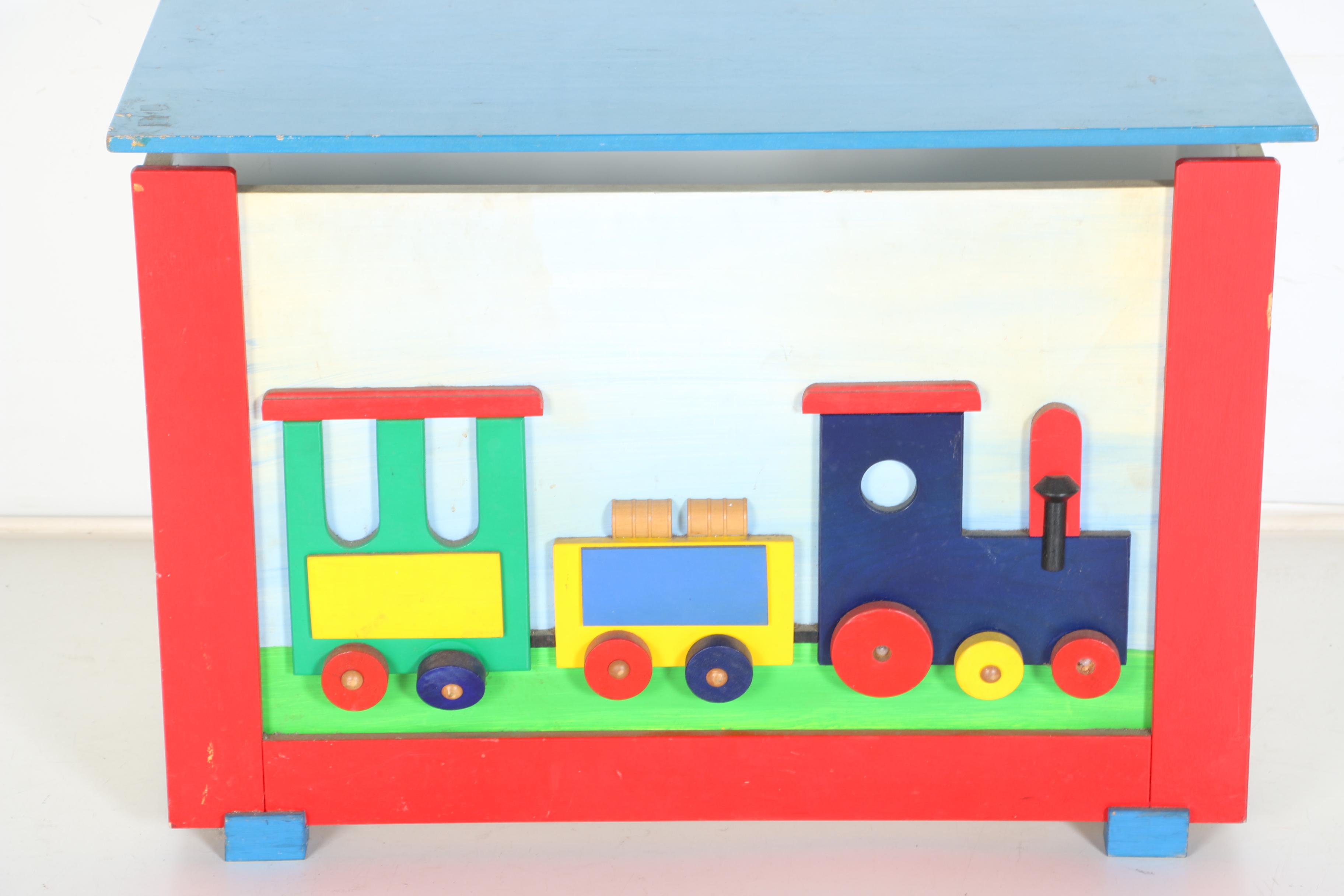 Children's Train-Themed Toy Chest