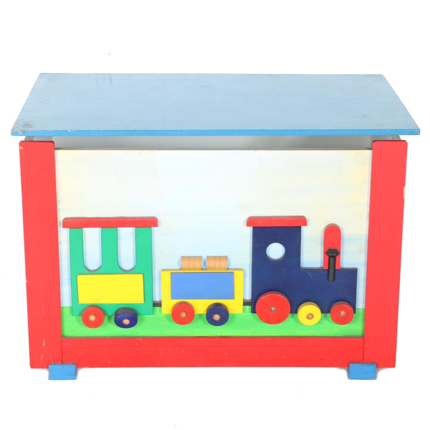 Children's Train-Themed Toy Chest