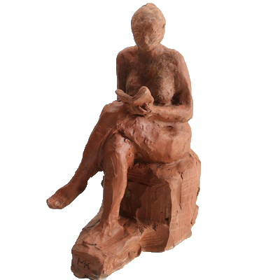 Murat Kaboulov Red Clay Sculpture of a Seated Woman