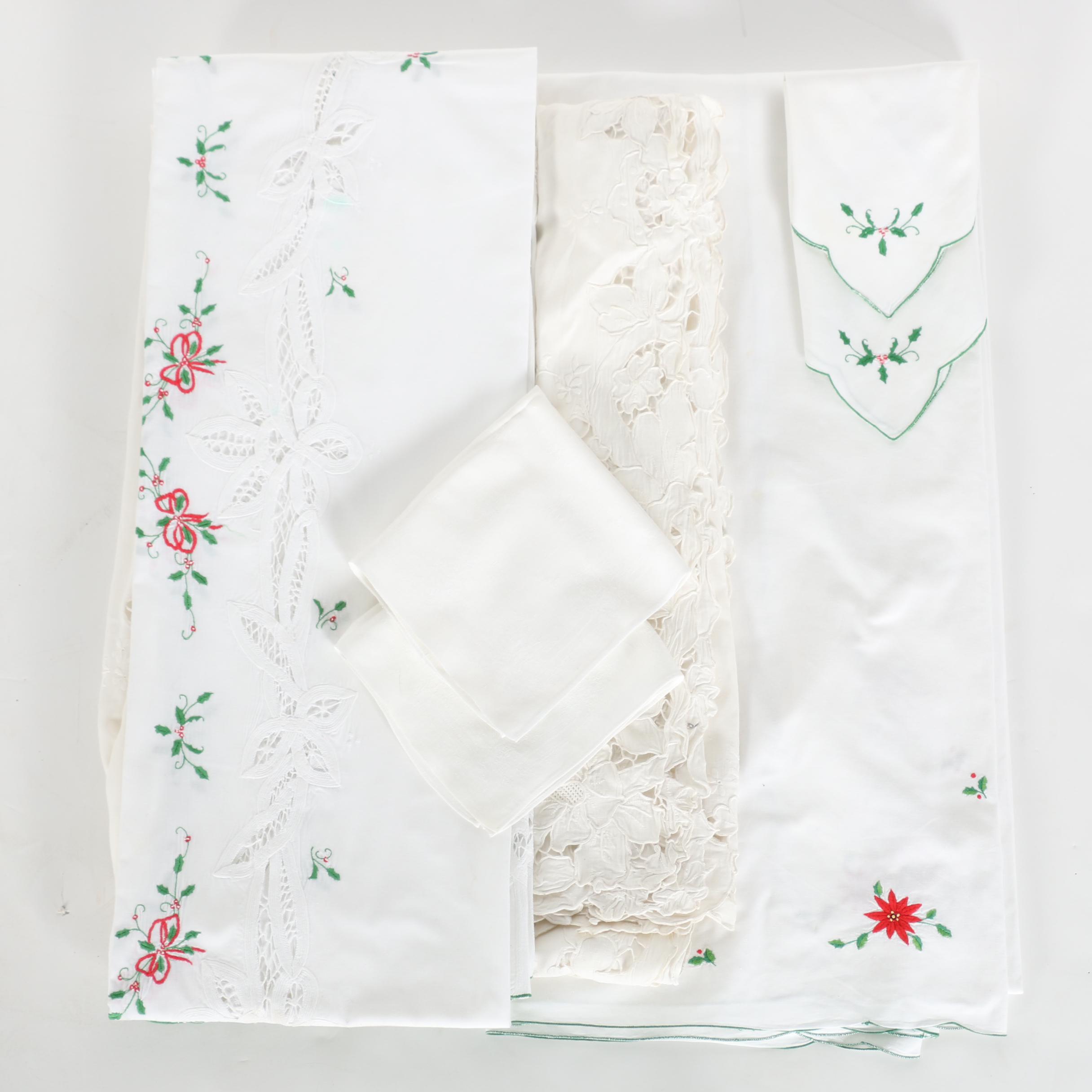 Embroidered and Cutwork Table Linens