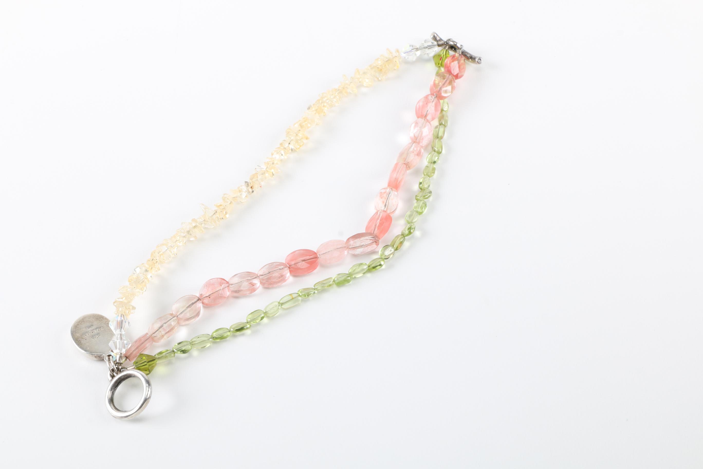 Assorted Beaded Costume Jewelry Featuring Peridot And Citrine