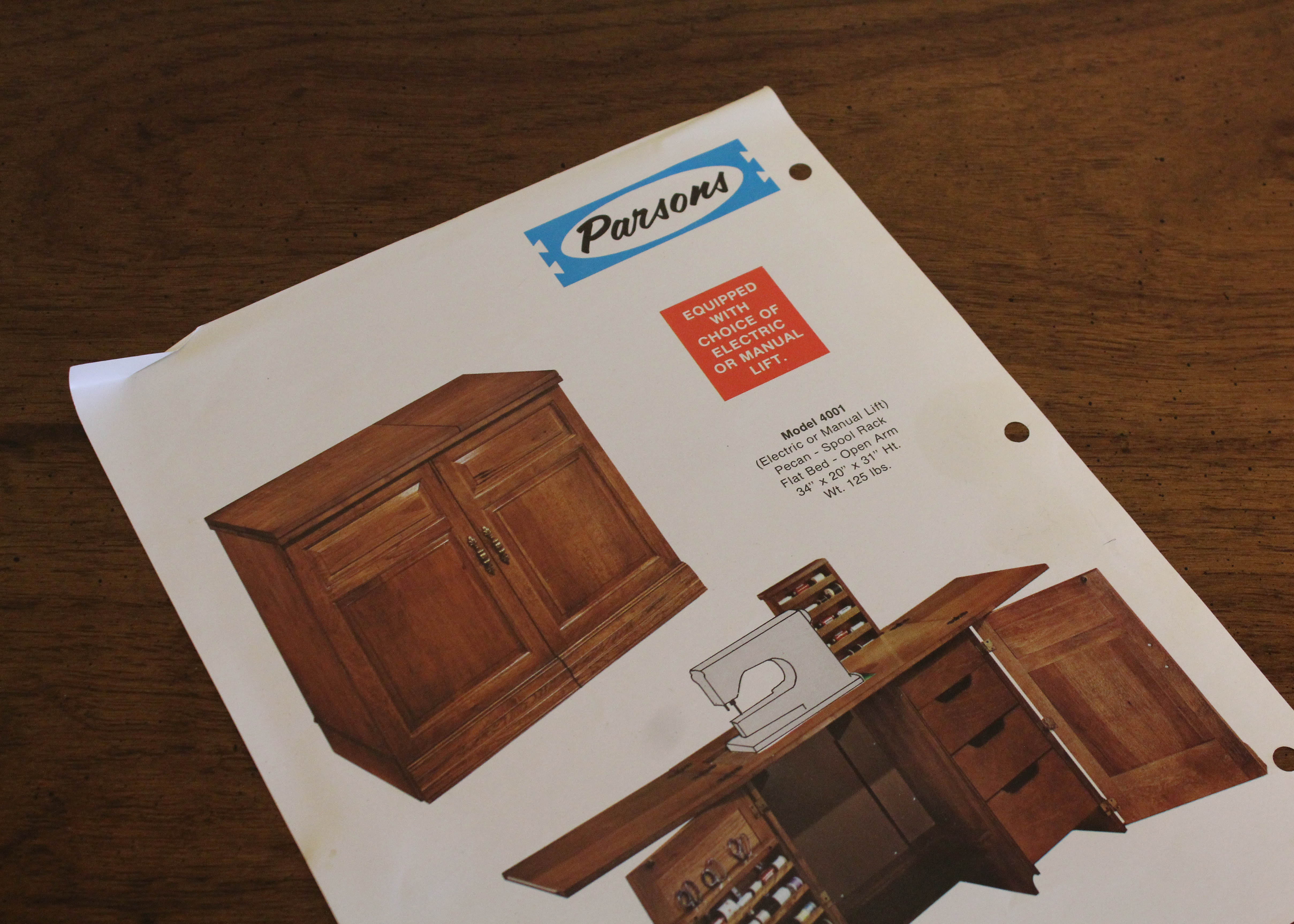 Parsons Wood Sewing Cabinet