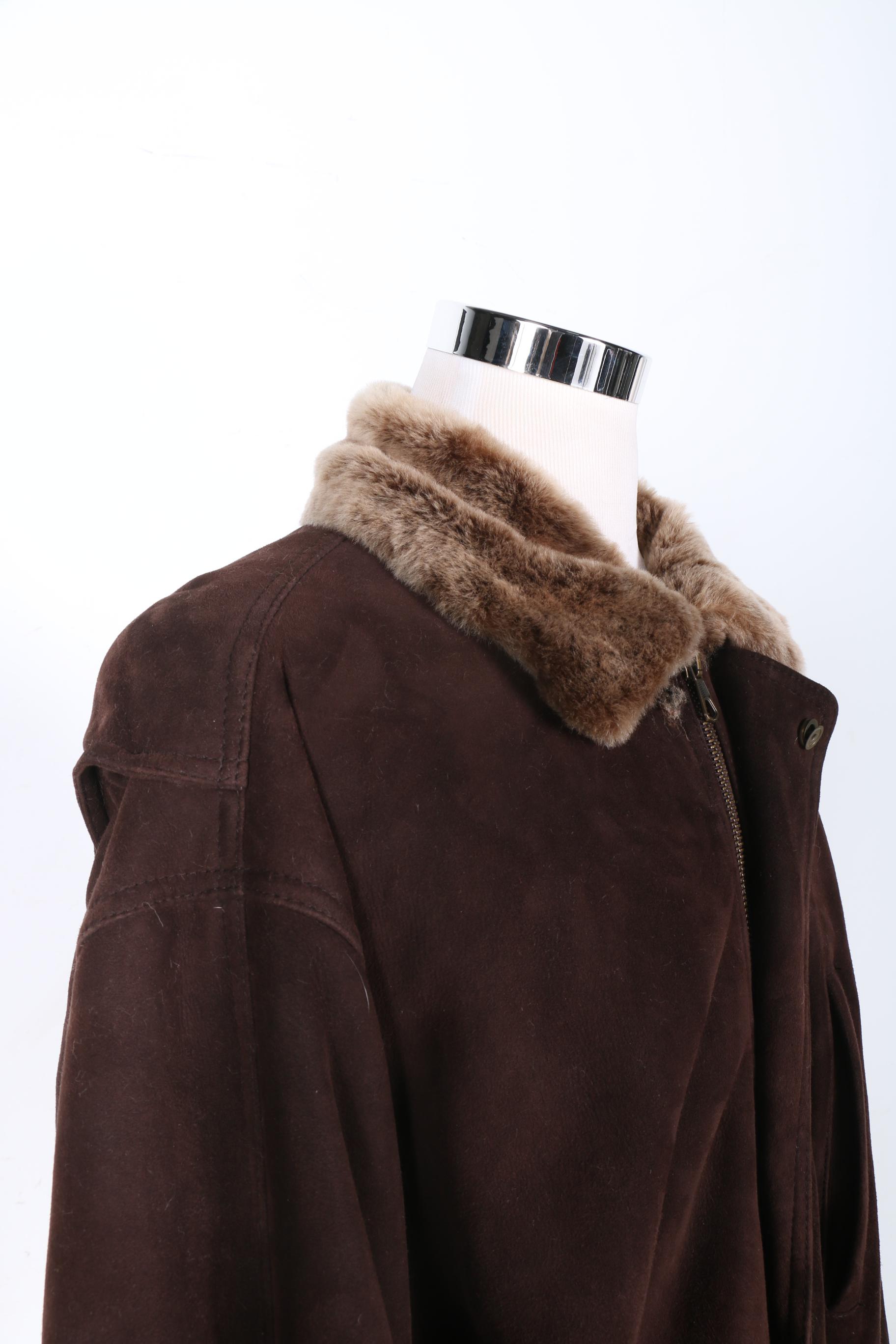 Andrew Marc Brown Leather Coat