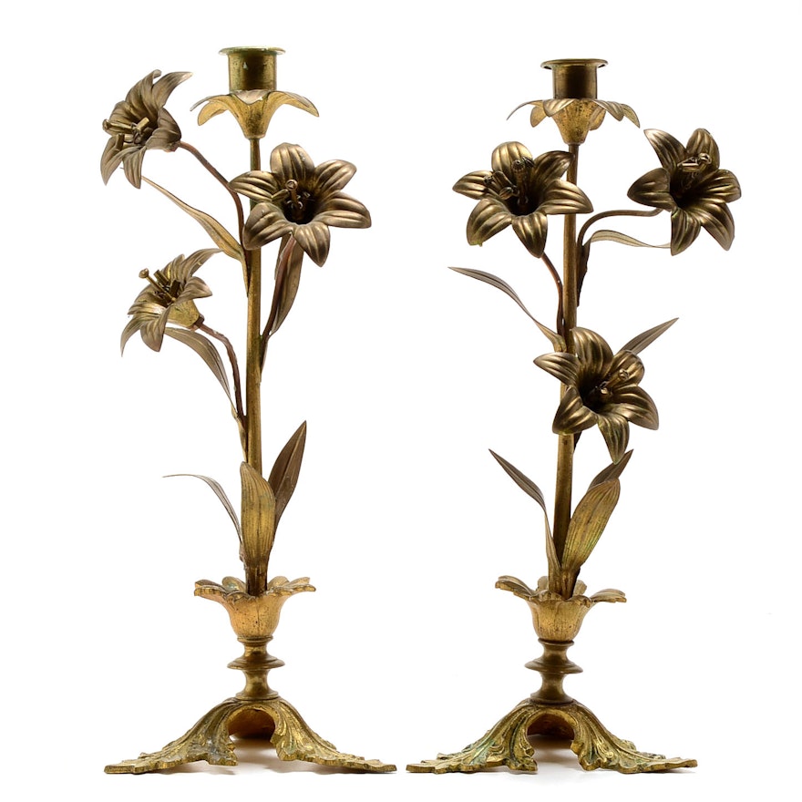 Vintage Italian Gilt Metal Candlesticks