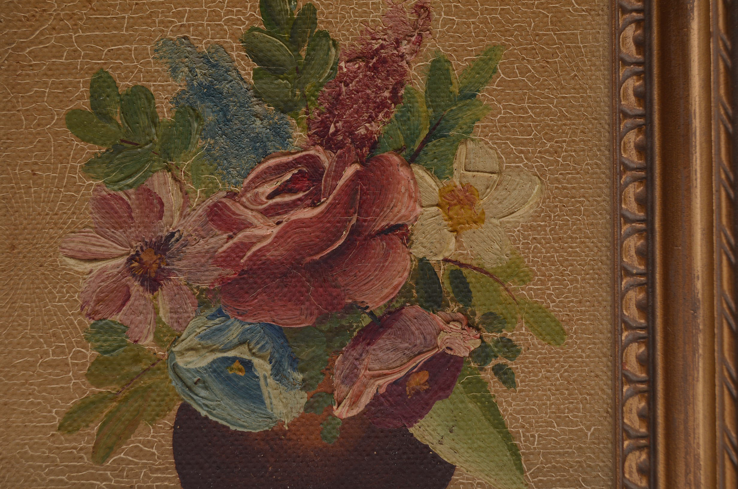 Petite Framed Floral Oil Paintings By Eric Linnell