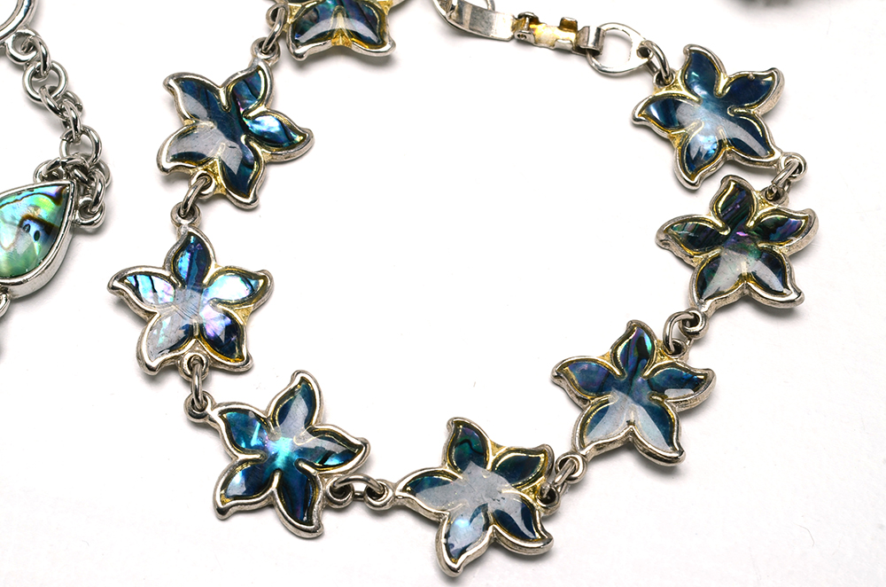 Silver Tone Jewelry with Glass and Other Inlay