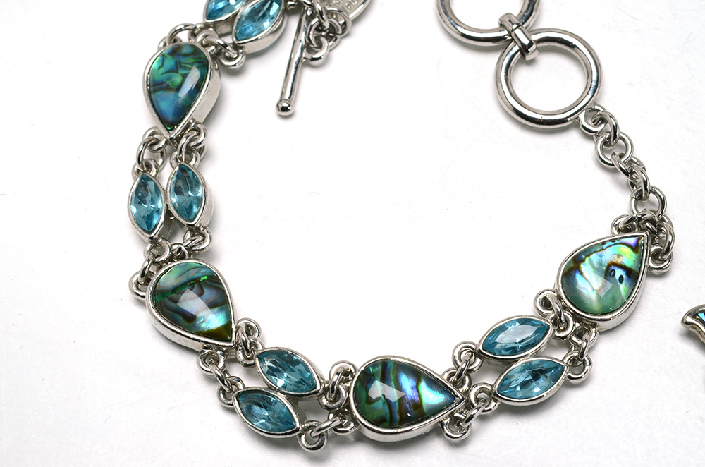 Silver Tone Jewelry with Glass and Other Inlay