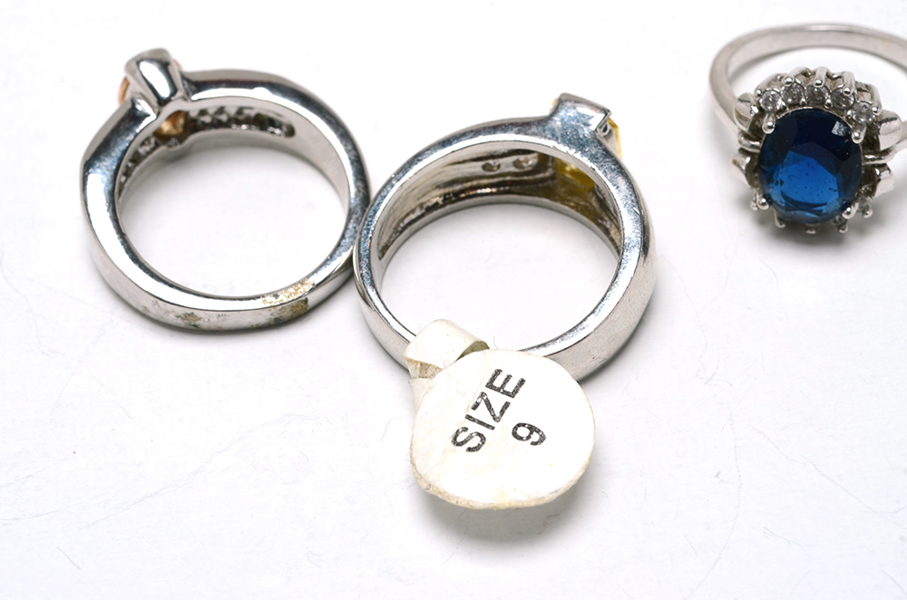 Silver Tone Jewelry with Glass and Other Inlay