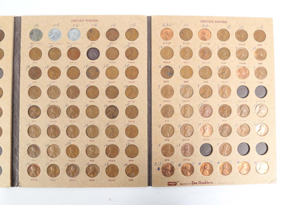 Partial Lincoln Penny Coin Album 1909 - 1978