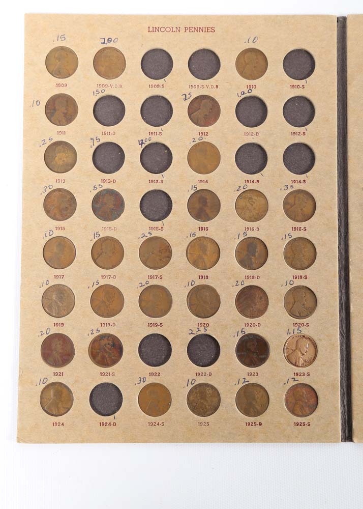 Partial Lincoln Penny Coin Album 1909 - 1978