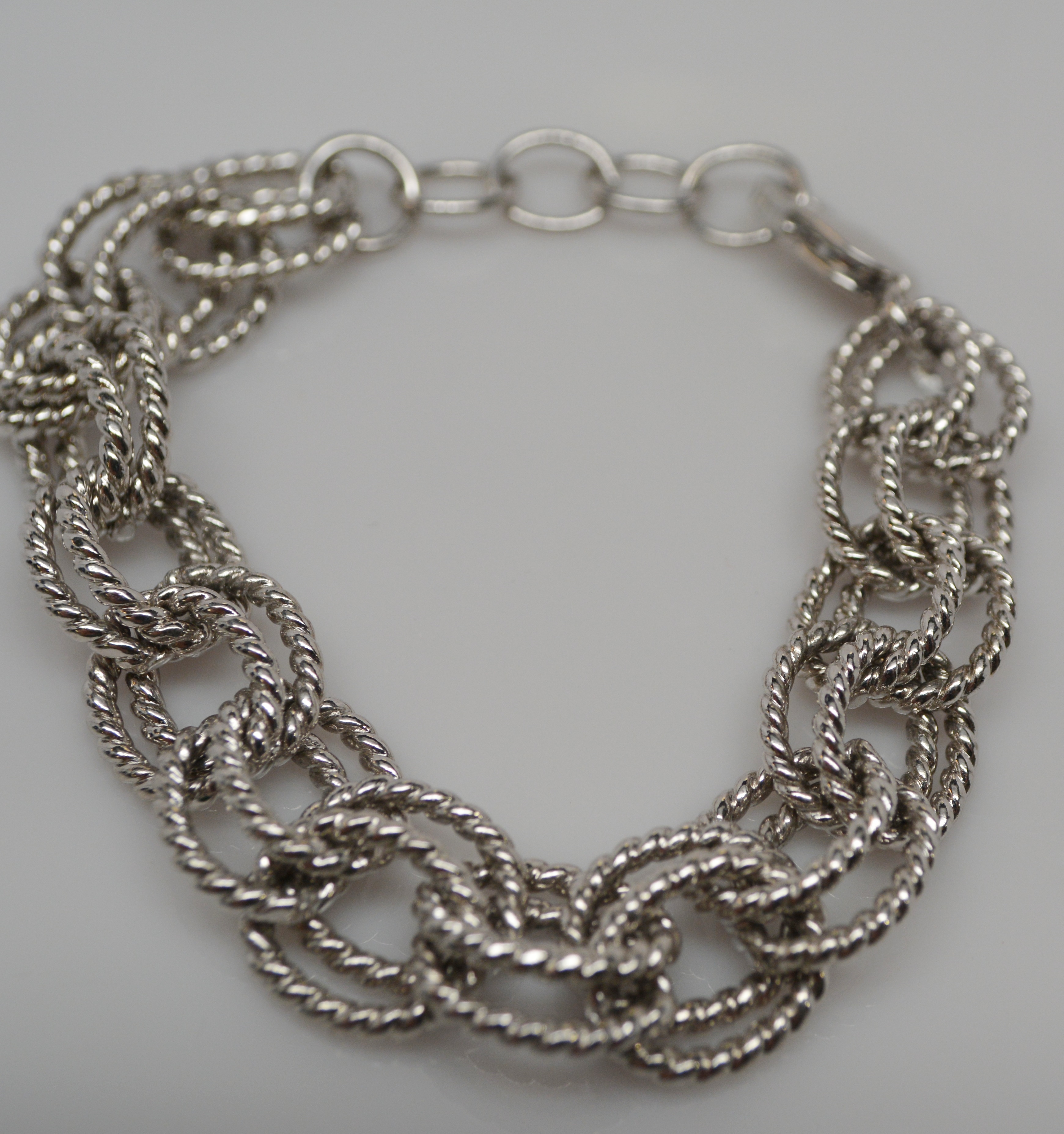 Sterling Silver Twisted Double Link Bracelet