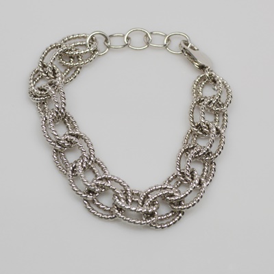 Sterling Silver Twisted Double Link Bracelet