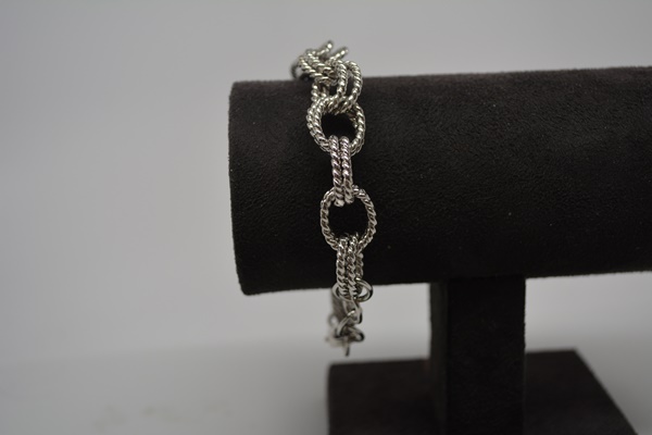Sterling Silver Twisted Double Link Bracelet