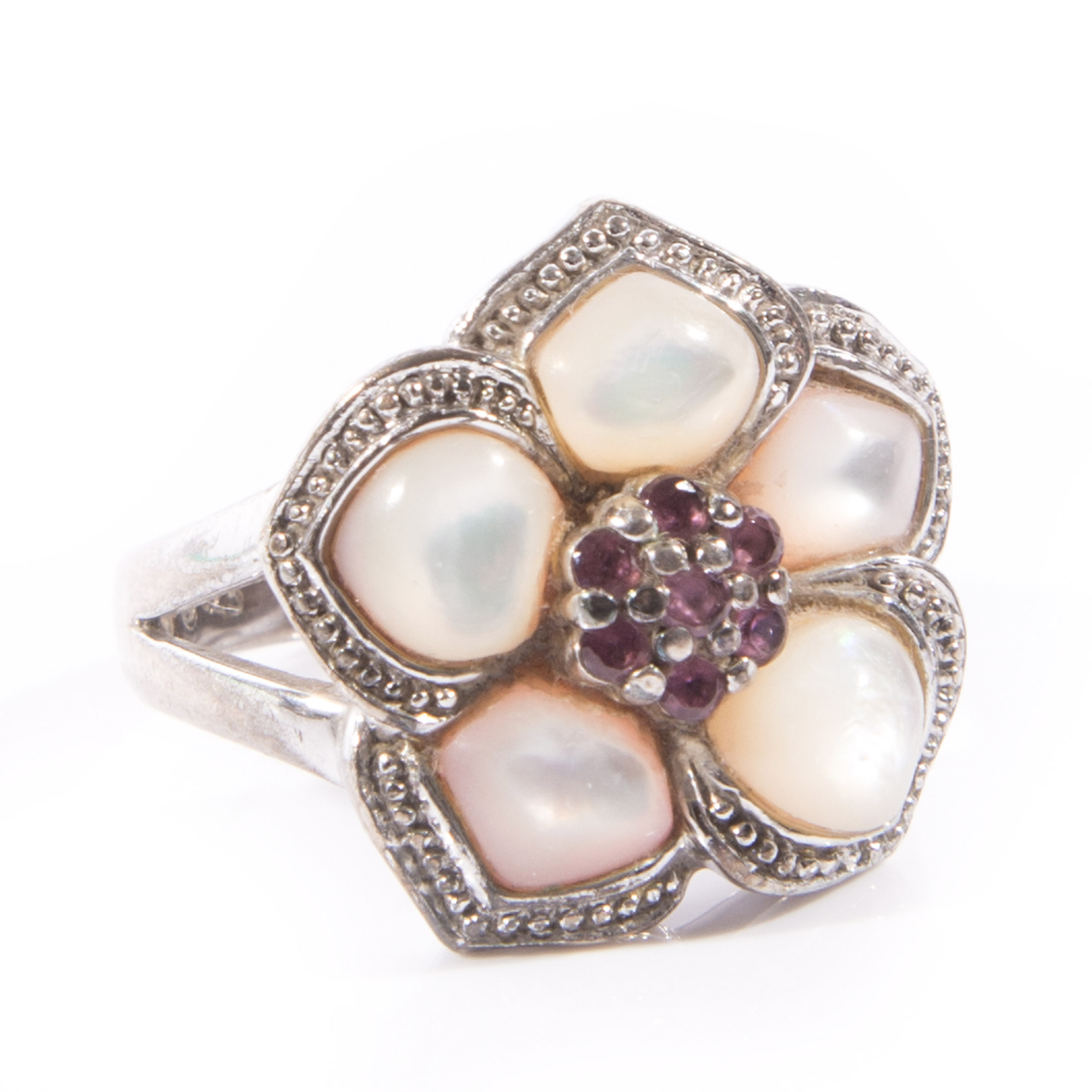Mother of Pearl and Ruby Ring