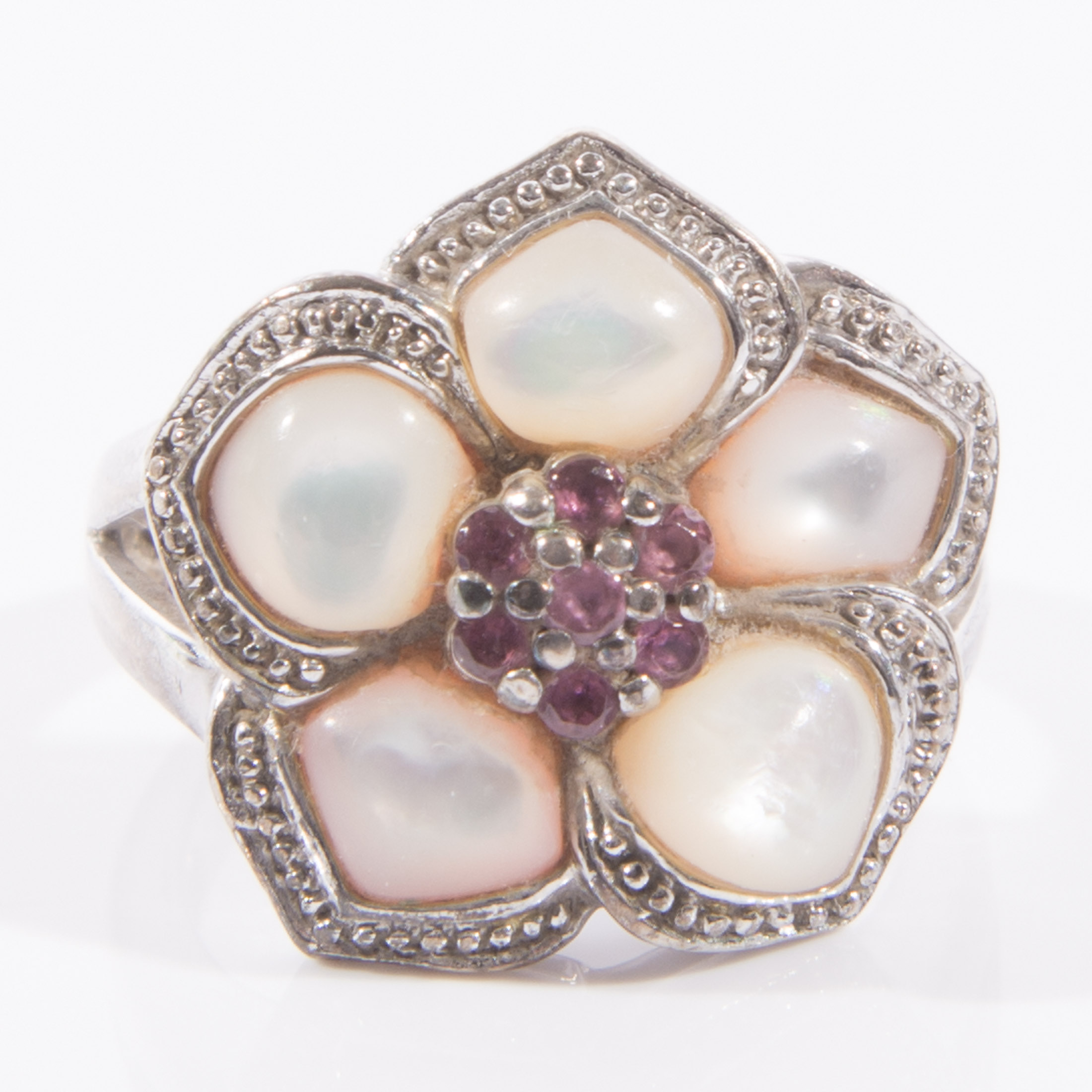 Mother of Pearl and Ruby Ring