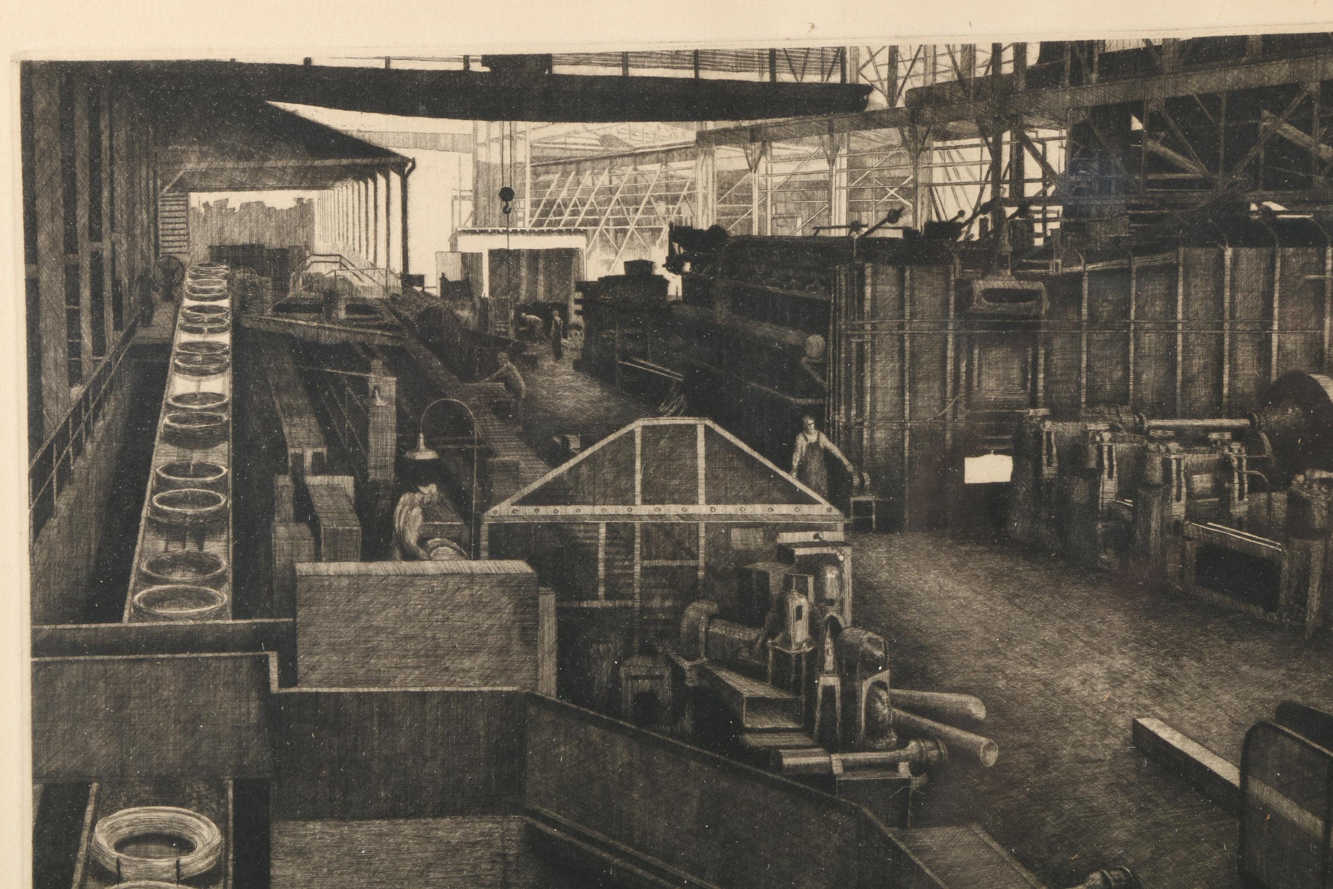 Jackson Lee Nesbitt Etching "Rod Mill-Sheffield Steel Corporation"