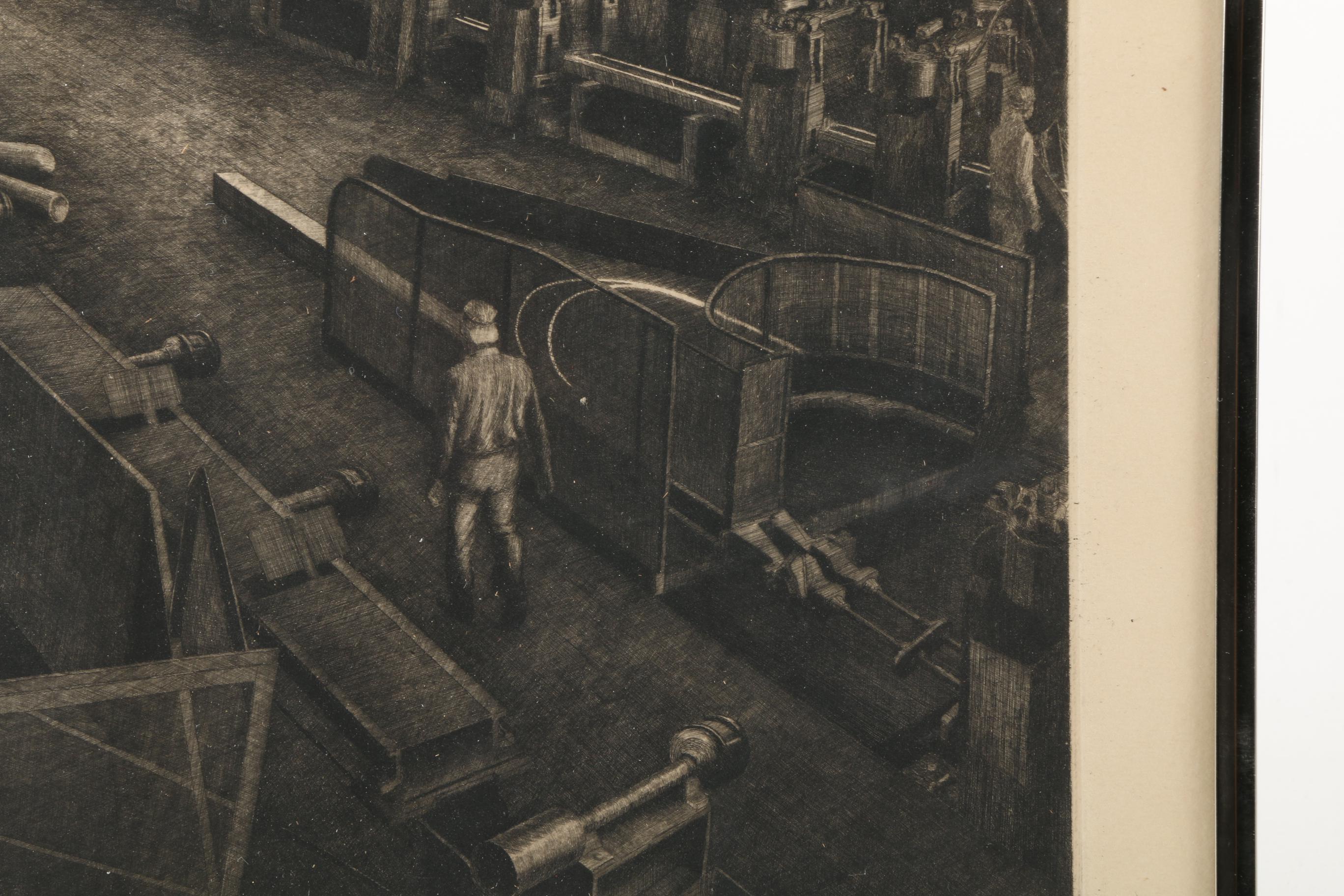 Jackson Lee Nesbitt Etching "Rod Mill-Sheffield Steel Corporation"