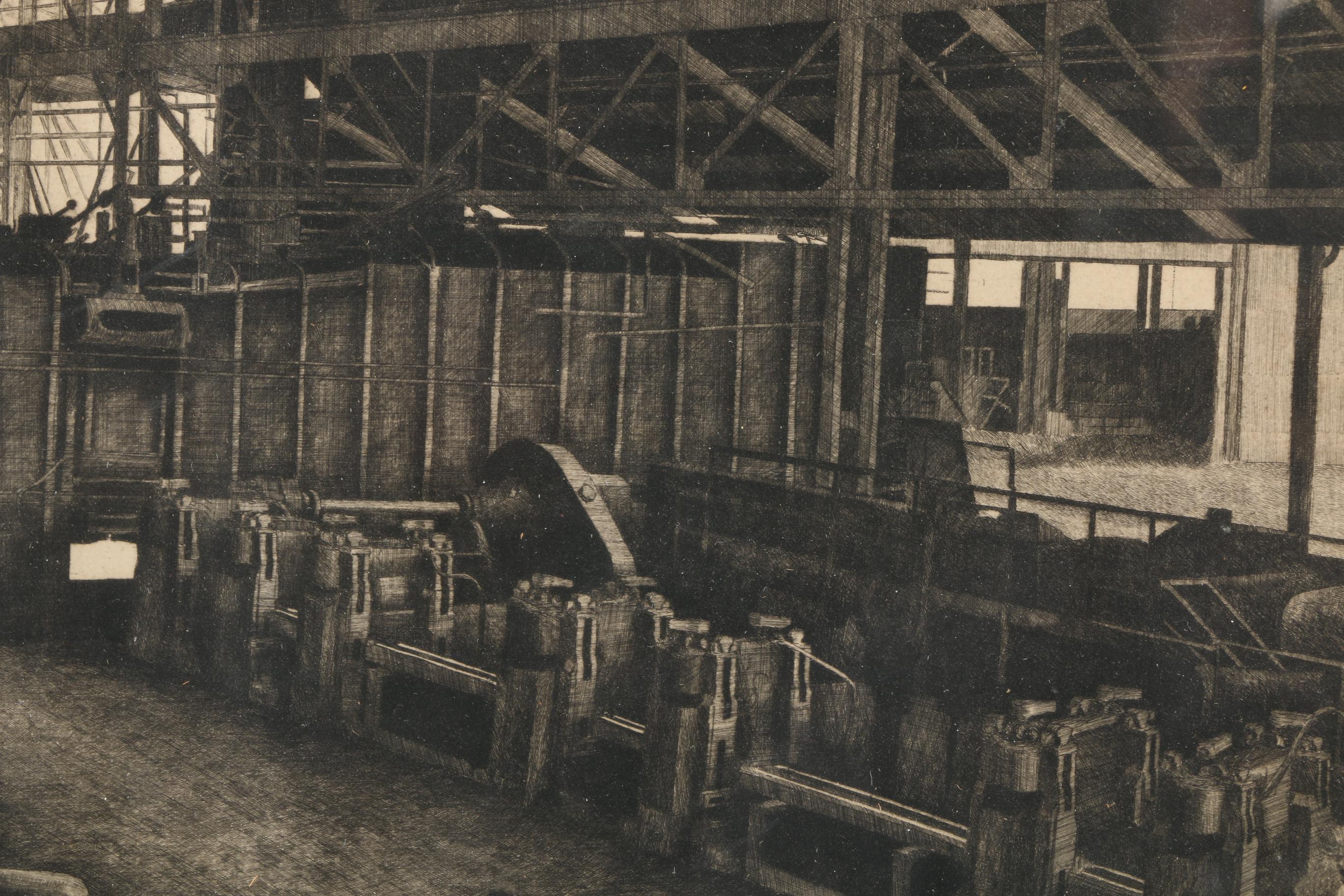 Jackson Lee Nesbitt Etching "Rod Mill-Sheffield Steel Corporation"