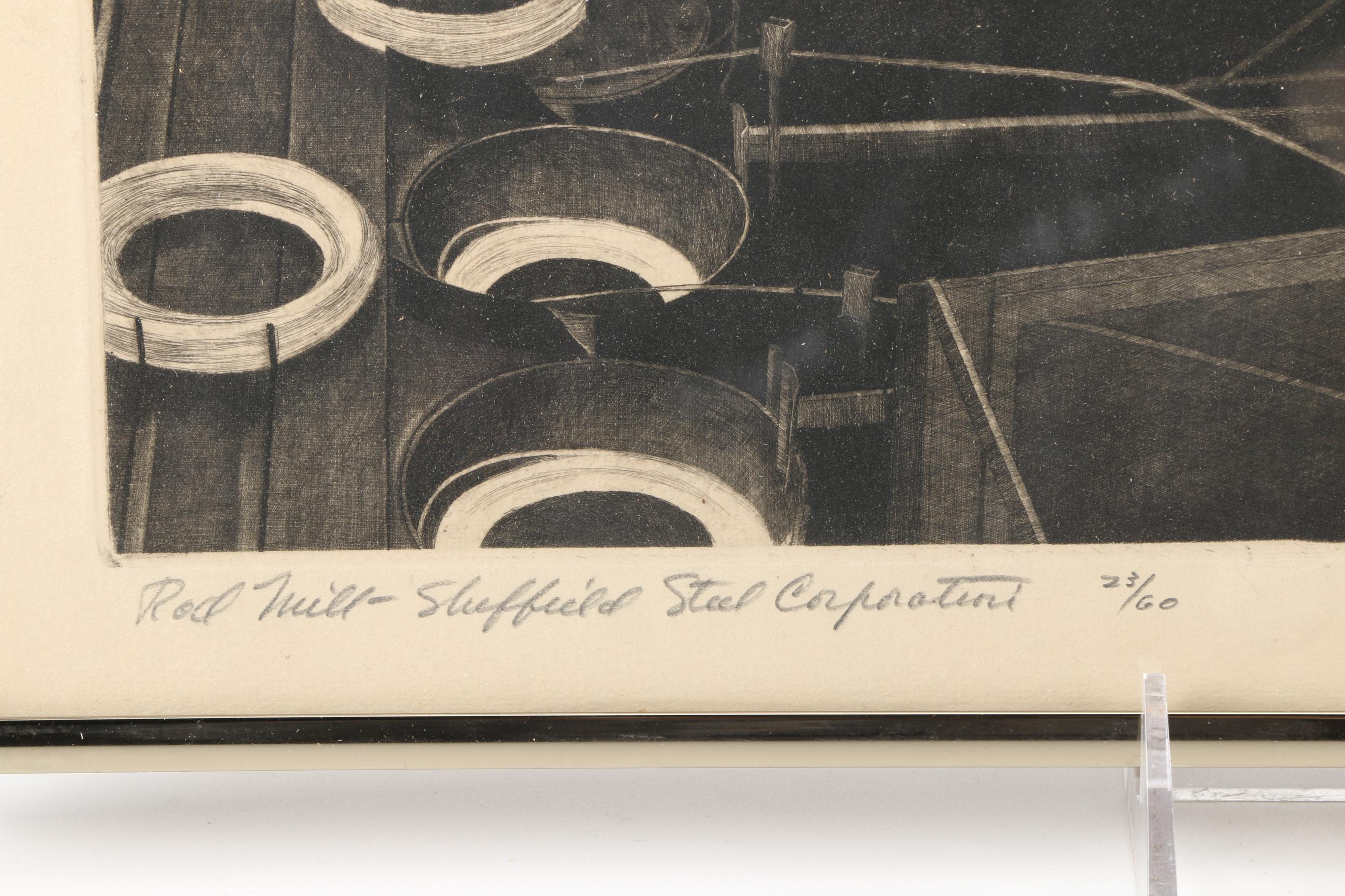 Jackson Lee Nesbitt Etching "Rod Mill-Sheffield Steel Corporation"