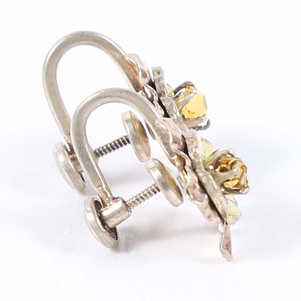 Sterling Silver Flower Clip-On Earrings