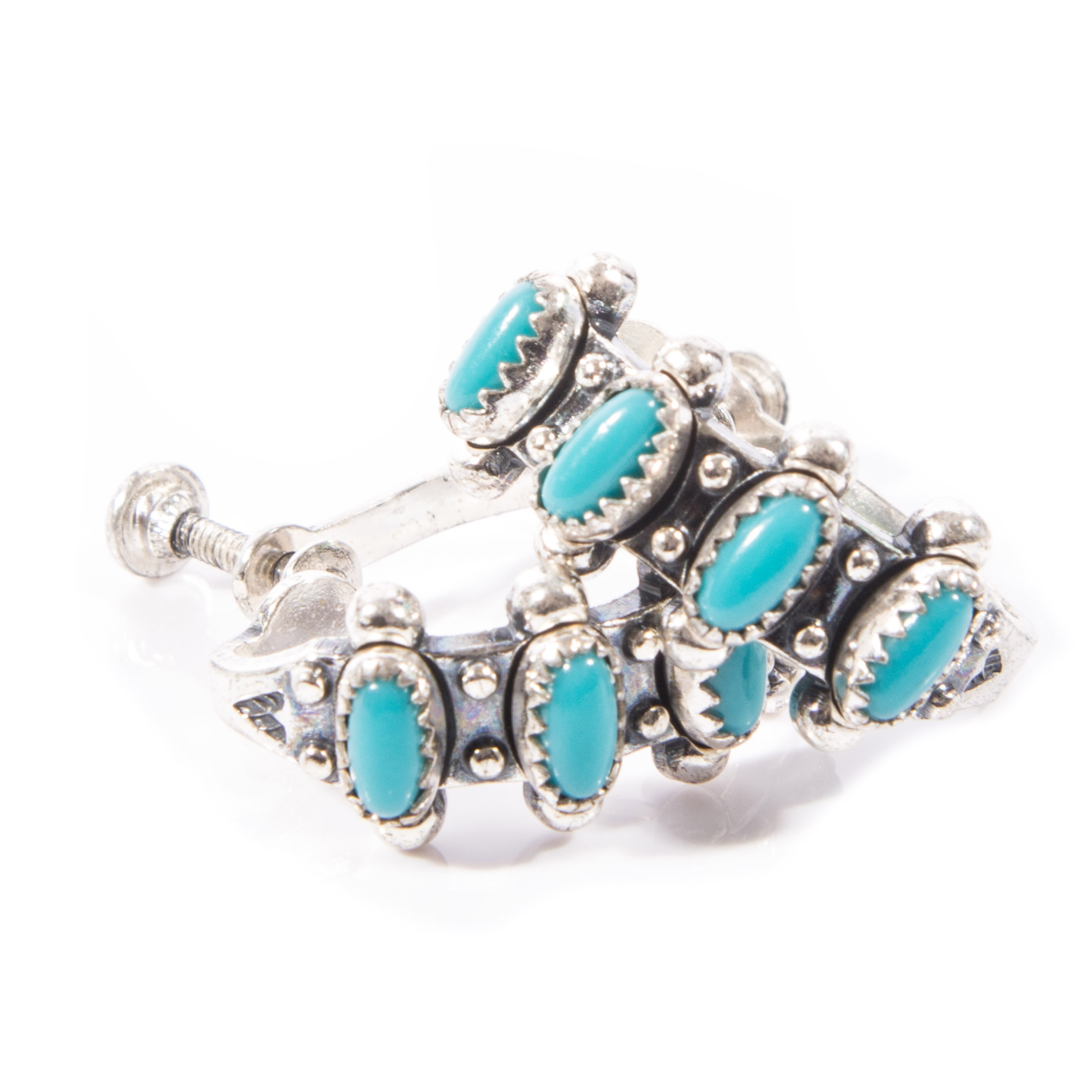 Native American Style Sterling Silver Turquoise Earrings