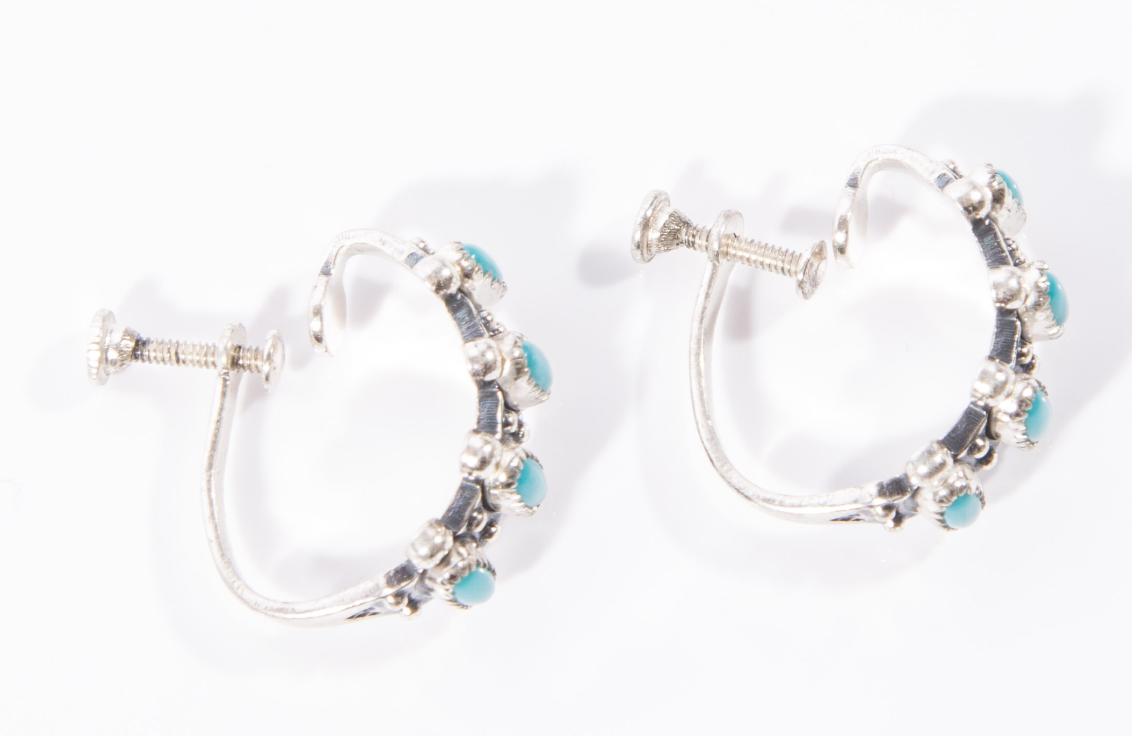 Native American Style Sterling Silver Turquoise Earrings